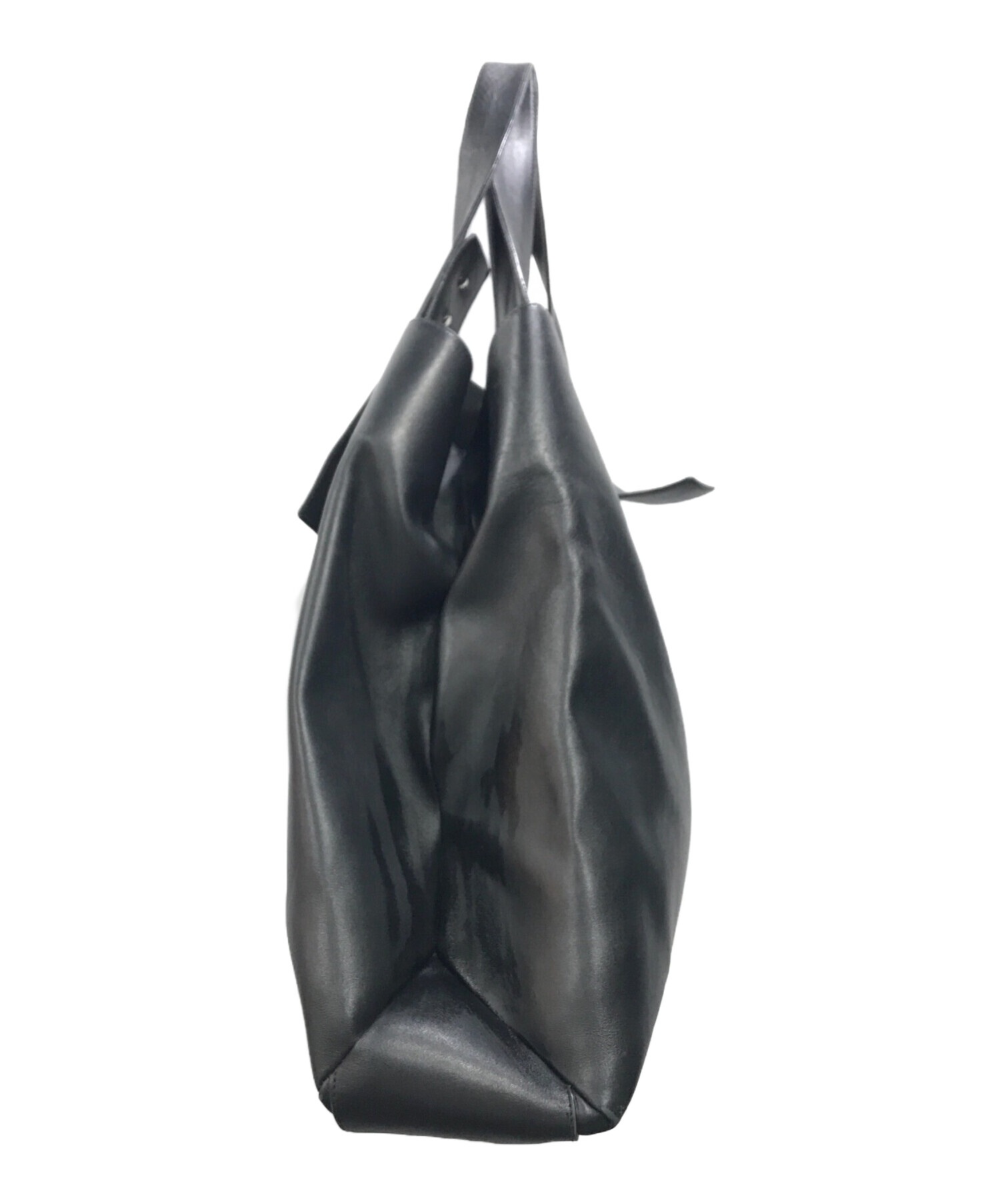 BALENCIAGA ブラックレザートートバッグ 中古・古着通販】BALENCIAGA (バレンシアガ) レザートートバッグ