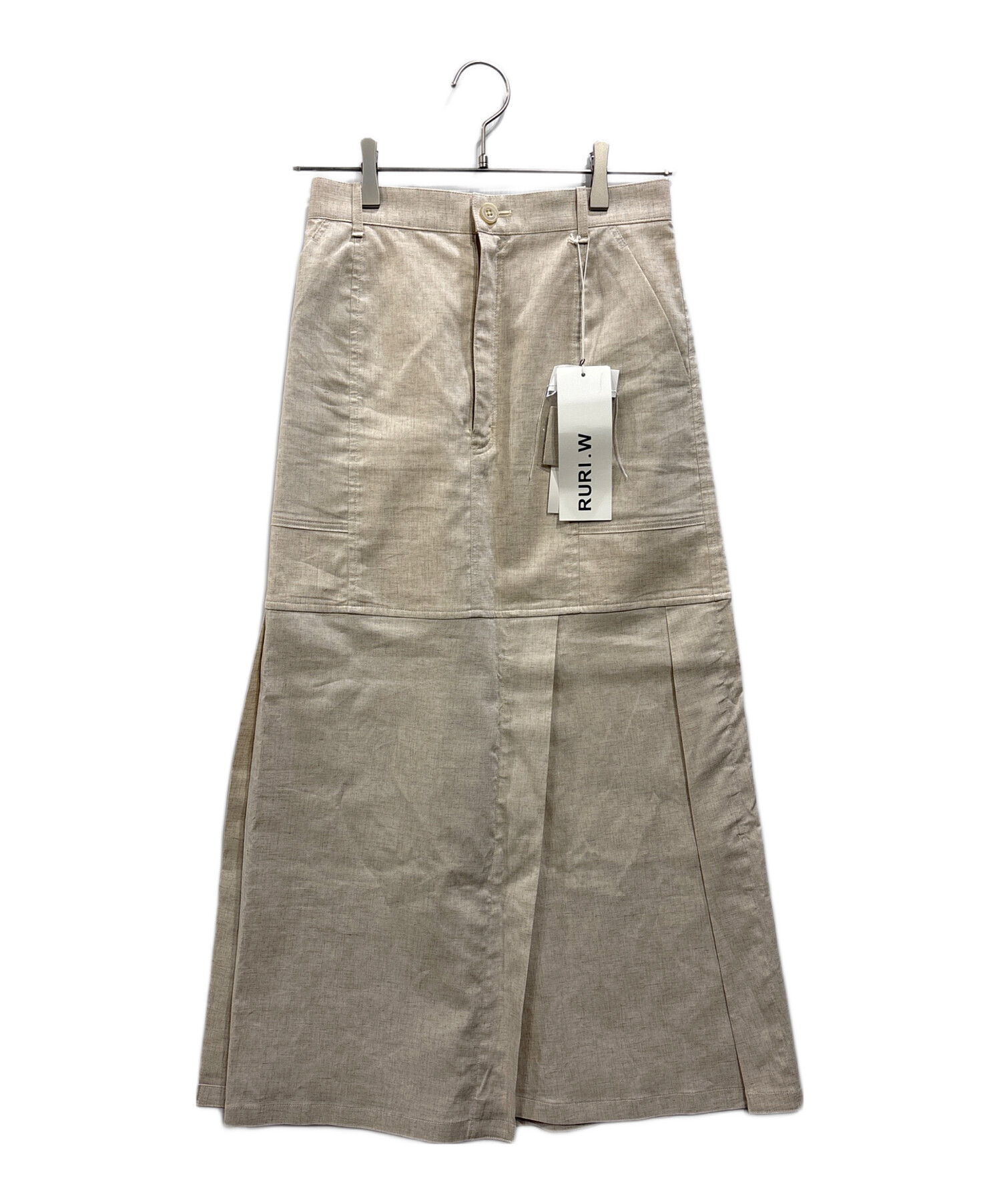 中古・古着通販】RURI.W (ルリ) ASYMMETRICAL HEM LONG SKIRT ベージュ