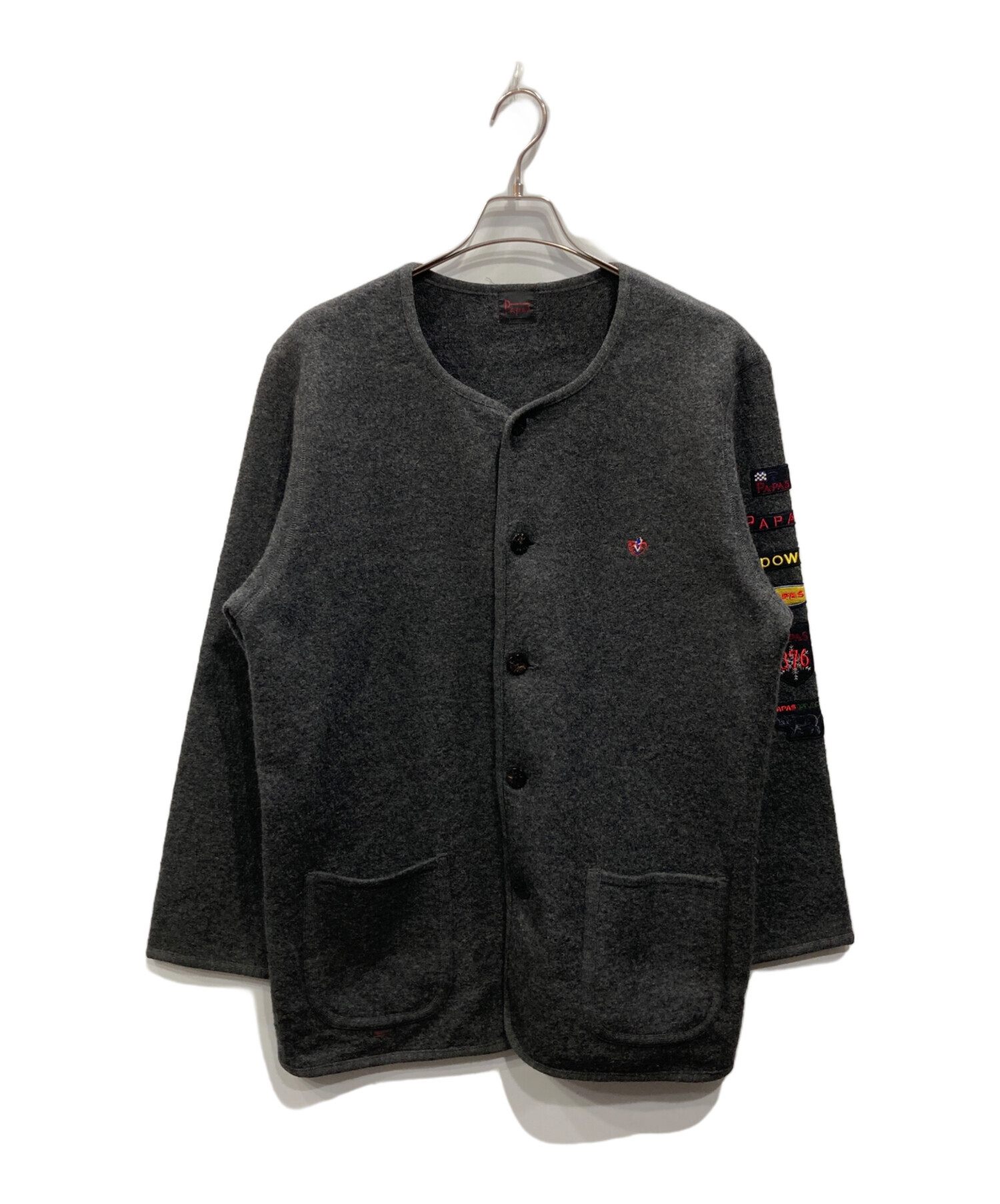 中古・古着通販】PAPAS (パパス) ウールカーディガン グレー サイズ:L 