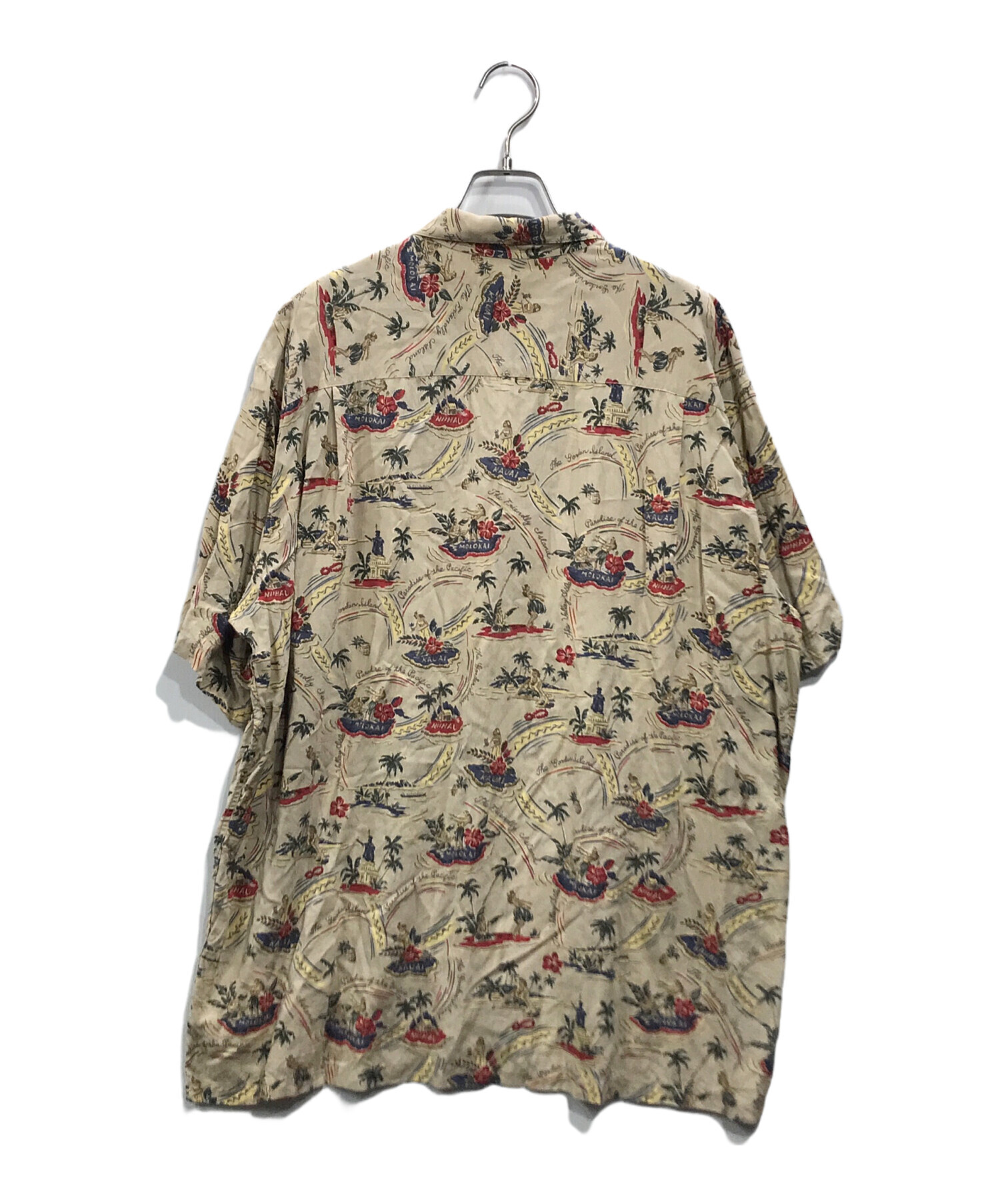 Papas パパス レーヨン アロハシャツ 半袖 サイズL メンズ 廃盤柄 鳥 アニマル 総柄 ボタニカル PAPAS パパス アロハシャツ Mサイズ ハワイアン柄 レーヨンシャツ