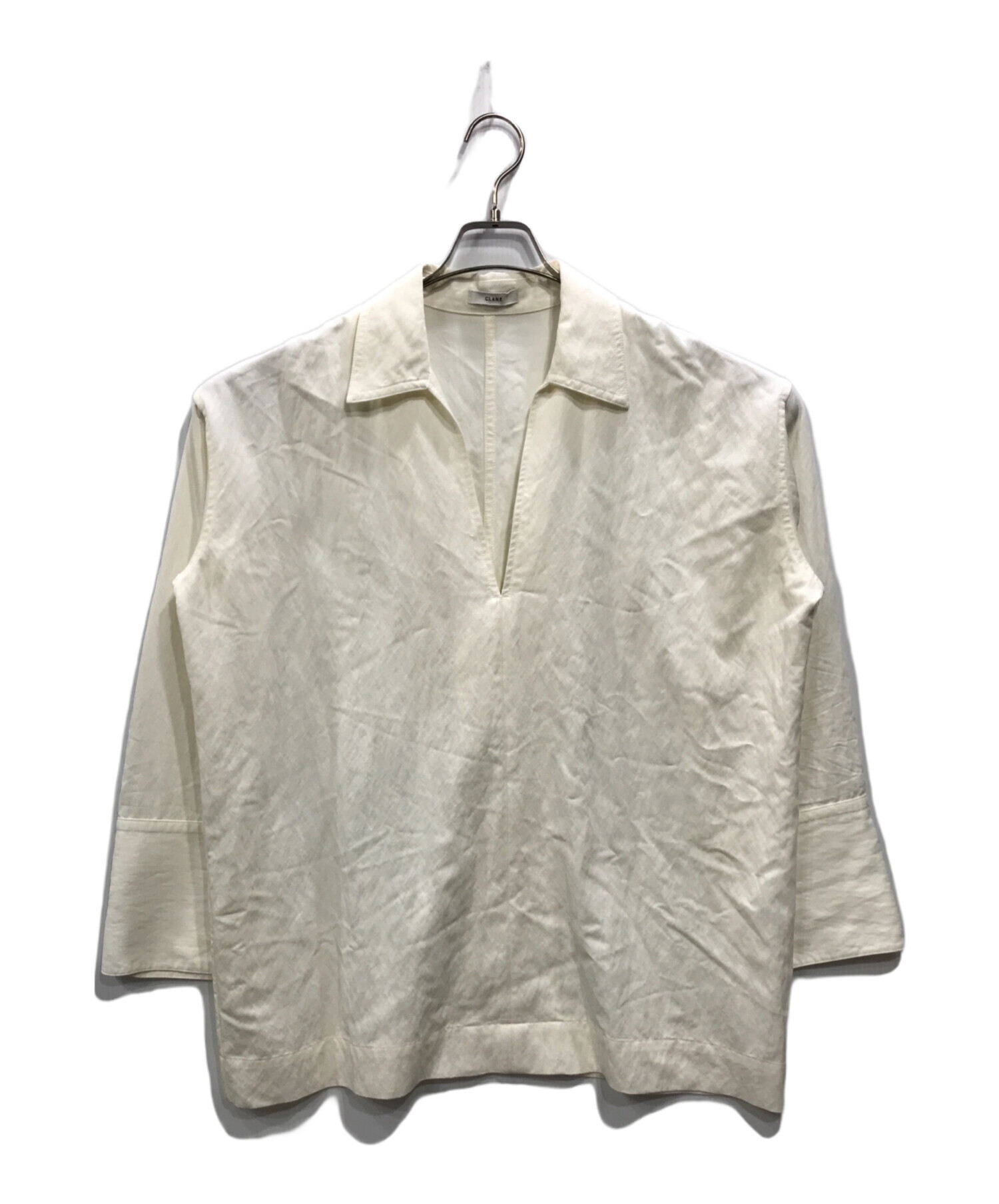 中古・古着通販】CLANE (クラネ) DEEP SKIPPER OVER SHIRT ホワイト 