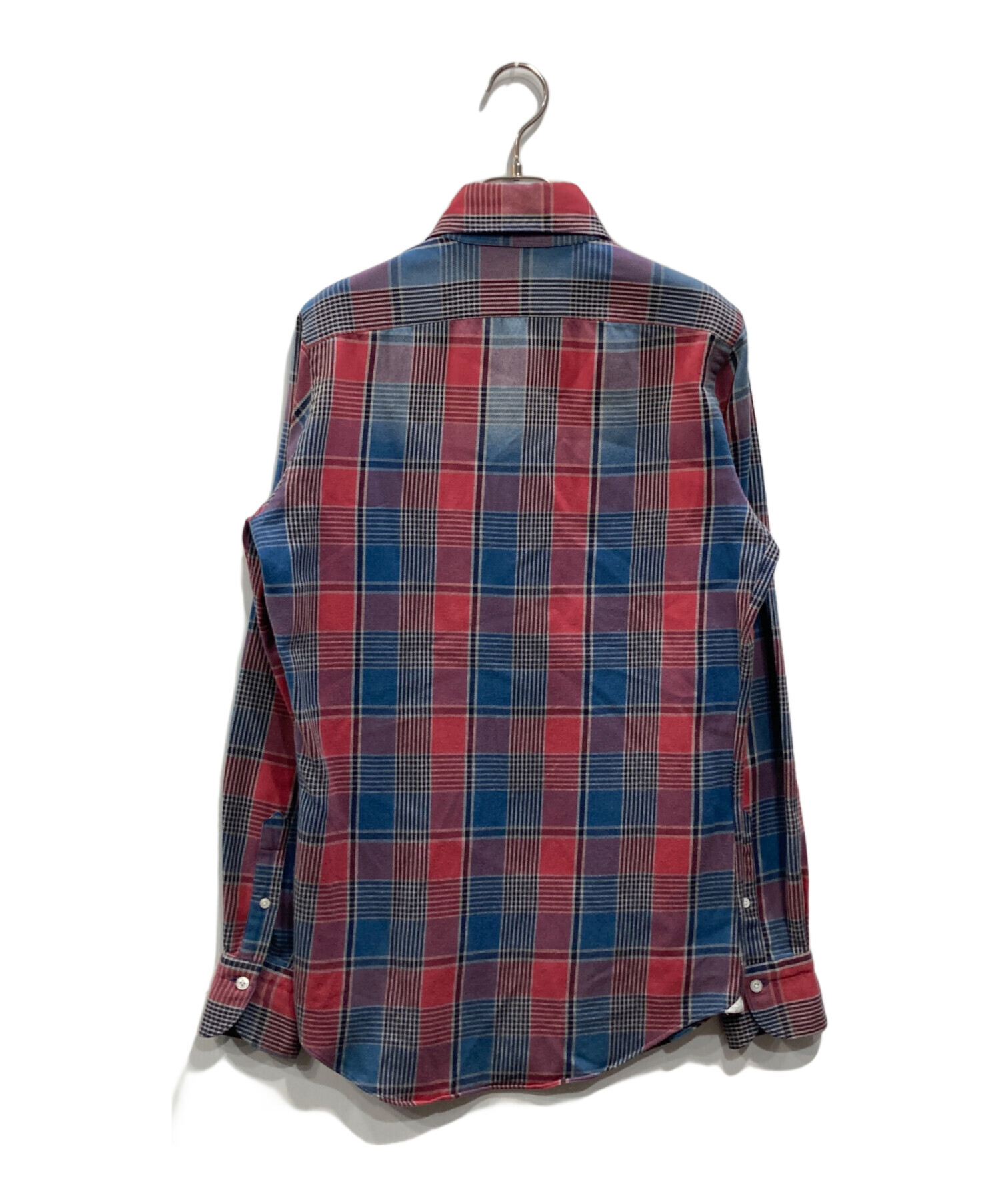 中古・古着通販】Finamore (フィナモレ) チェックネルシャツ レッド 