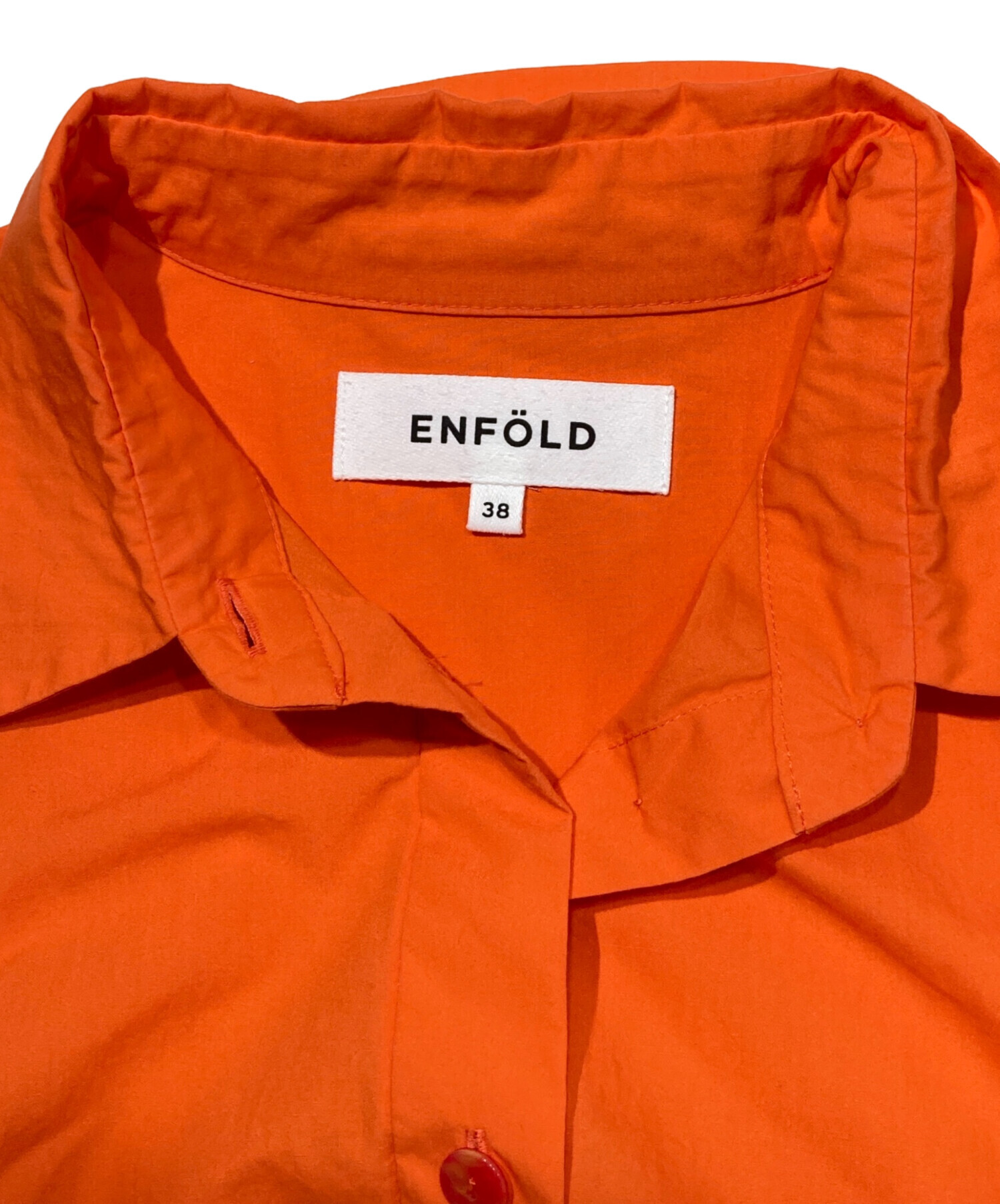 【 ENFOLD】エンフォルド パネルシャツ オレンジ×ホワイト 38 ENFOLD - 【 ENFOLD】エンフォルド パネルシャツ オレンジ×ホワイト 38