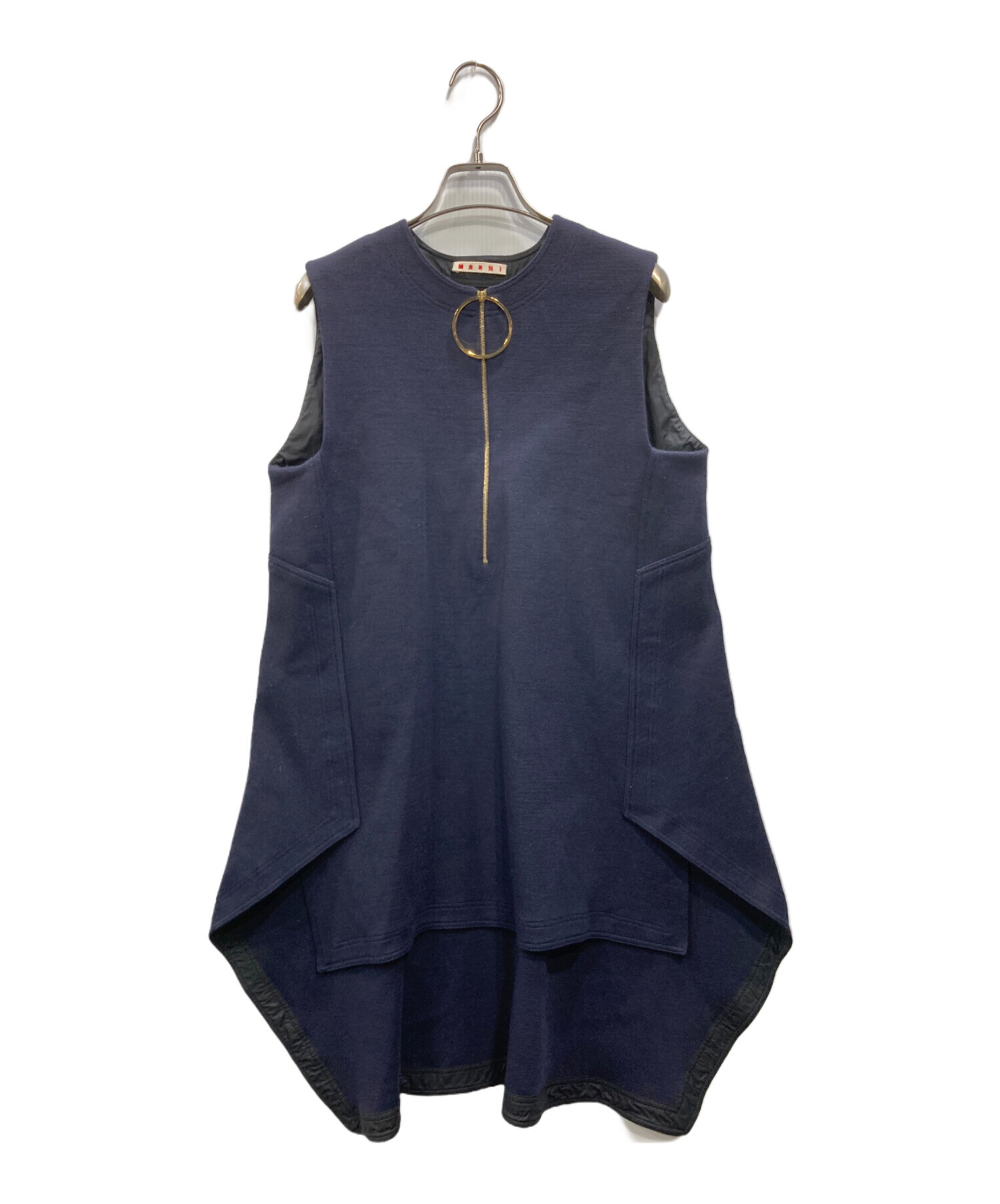 中古・古着通販】MARNI (マルニ) ノースリーブワンピース ネイビー 