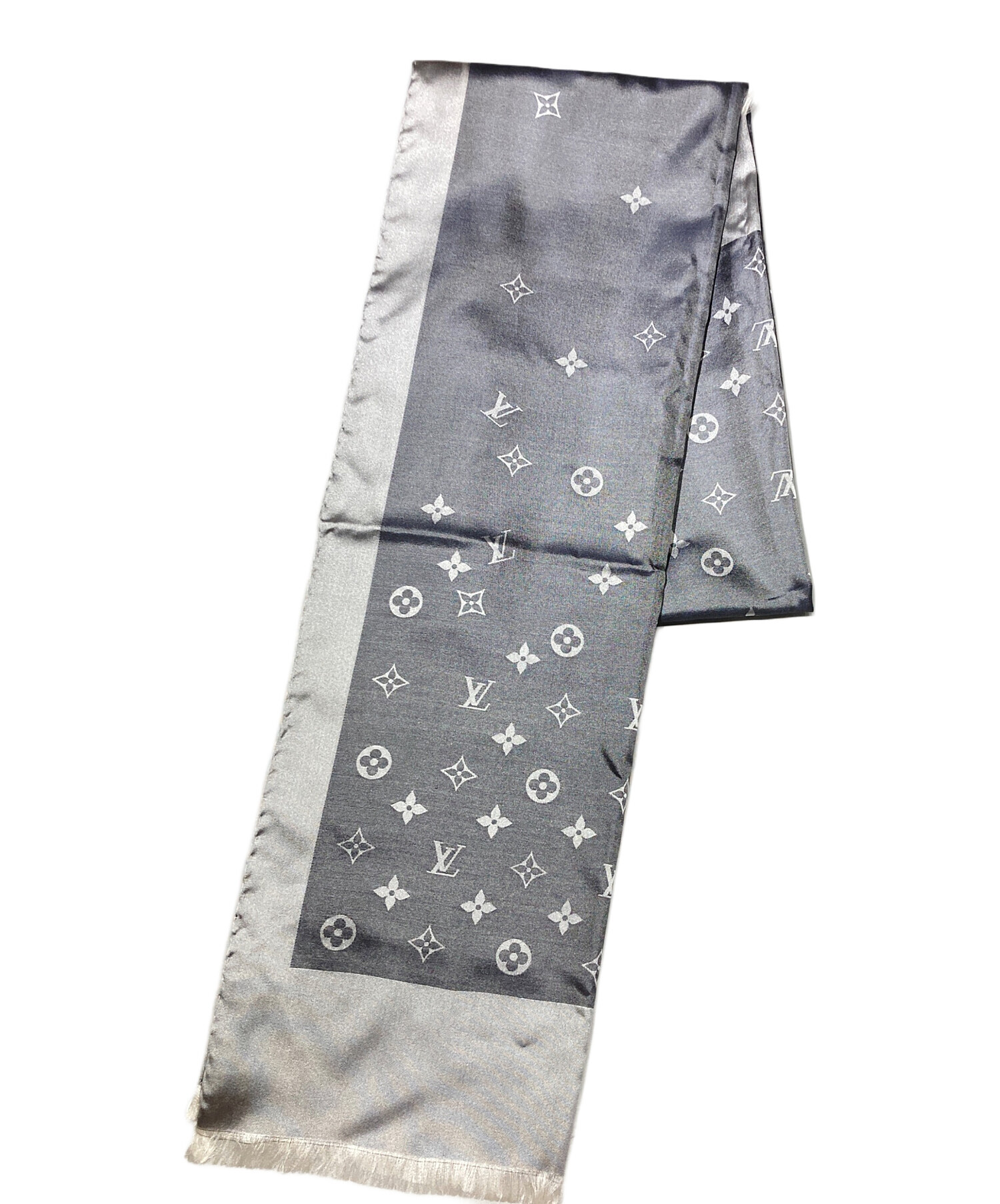 【新品未使用】LOUIS VUITTON シルク混ストール　ライトグレー 中古・古着通販】LOUIS VUITTON (ルイ ヴィトン) シルクストール