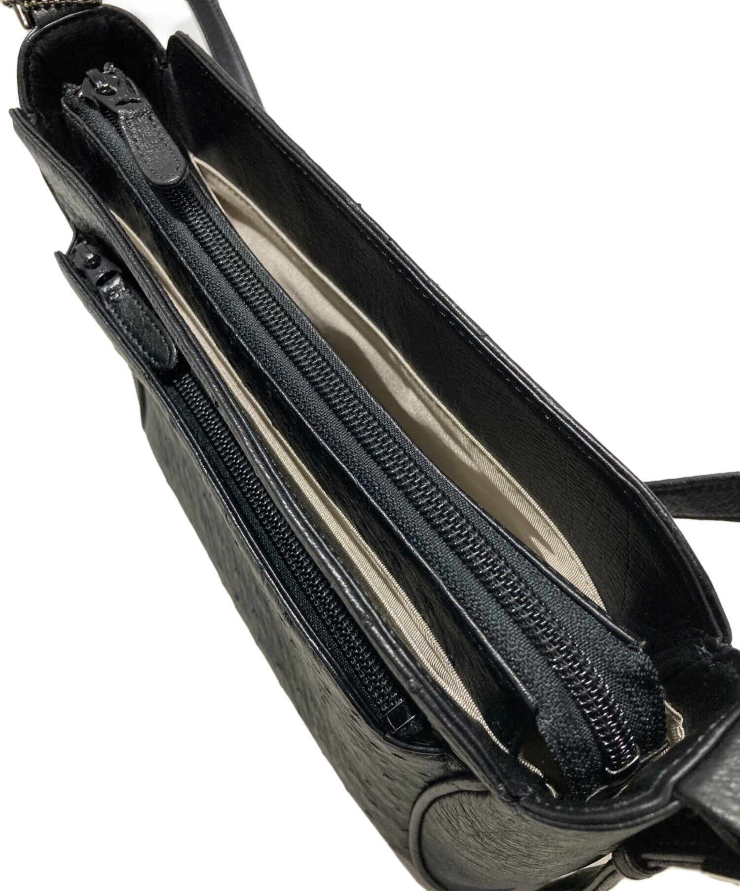 中古・古着通販】- (-) オーストリッチショルダーバッグ ブラック