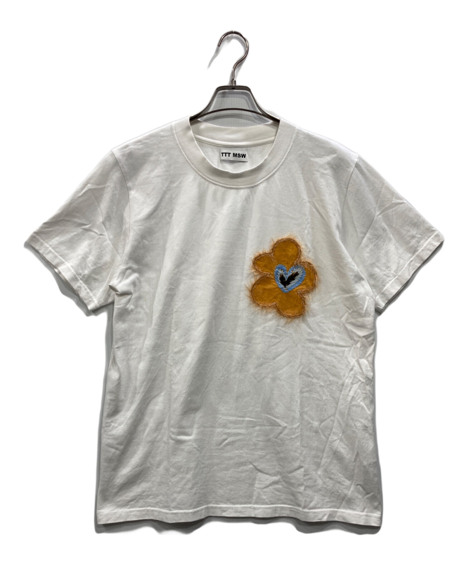 中古・古着通販】TTT MSW (ティー) フラワーワッペンTシャツ ホワイト