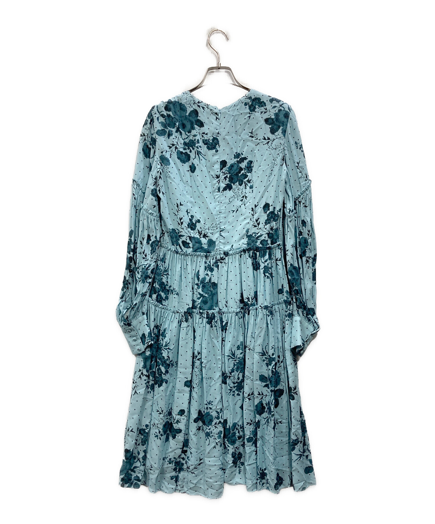 中古・古着通販】ERDEM (アーデム) フラワー ティアードドレス ブルー