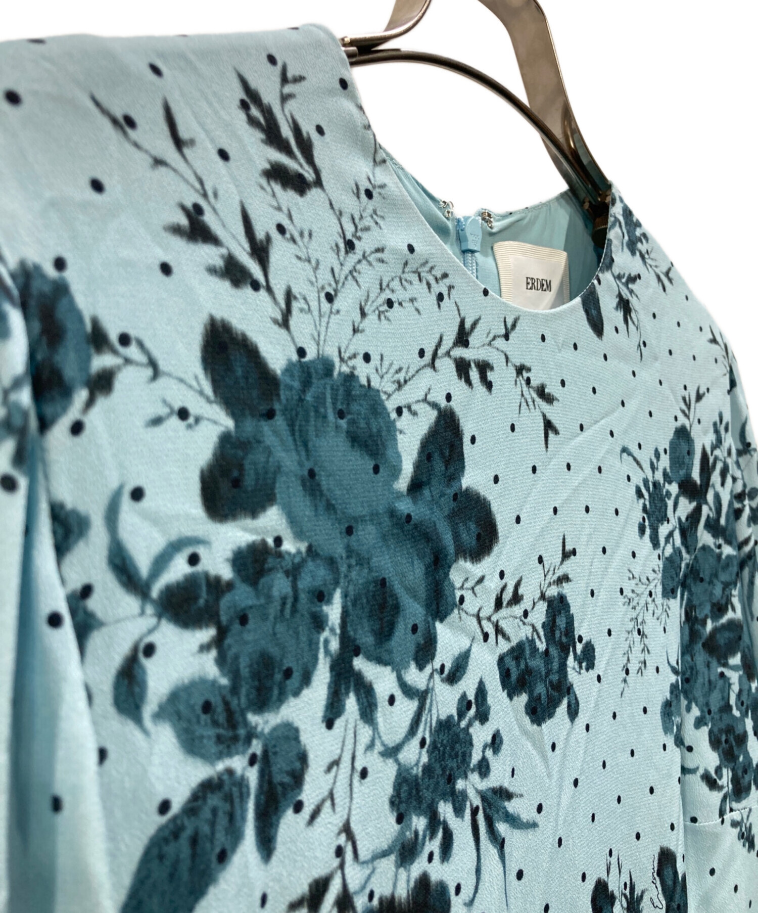 中古・古着通販】ERDEM (アーデム) フラワー ティアードドレス ブルー 
