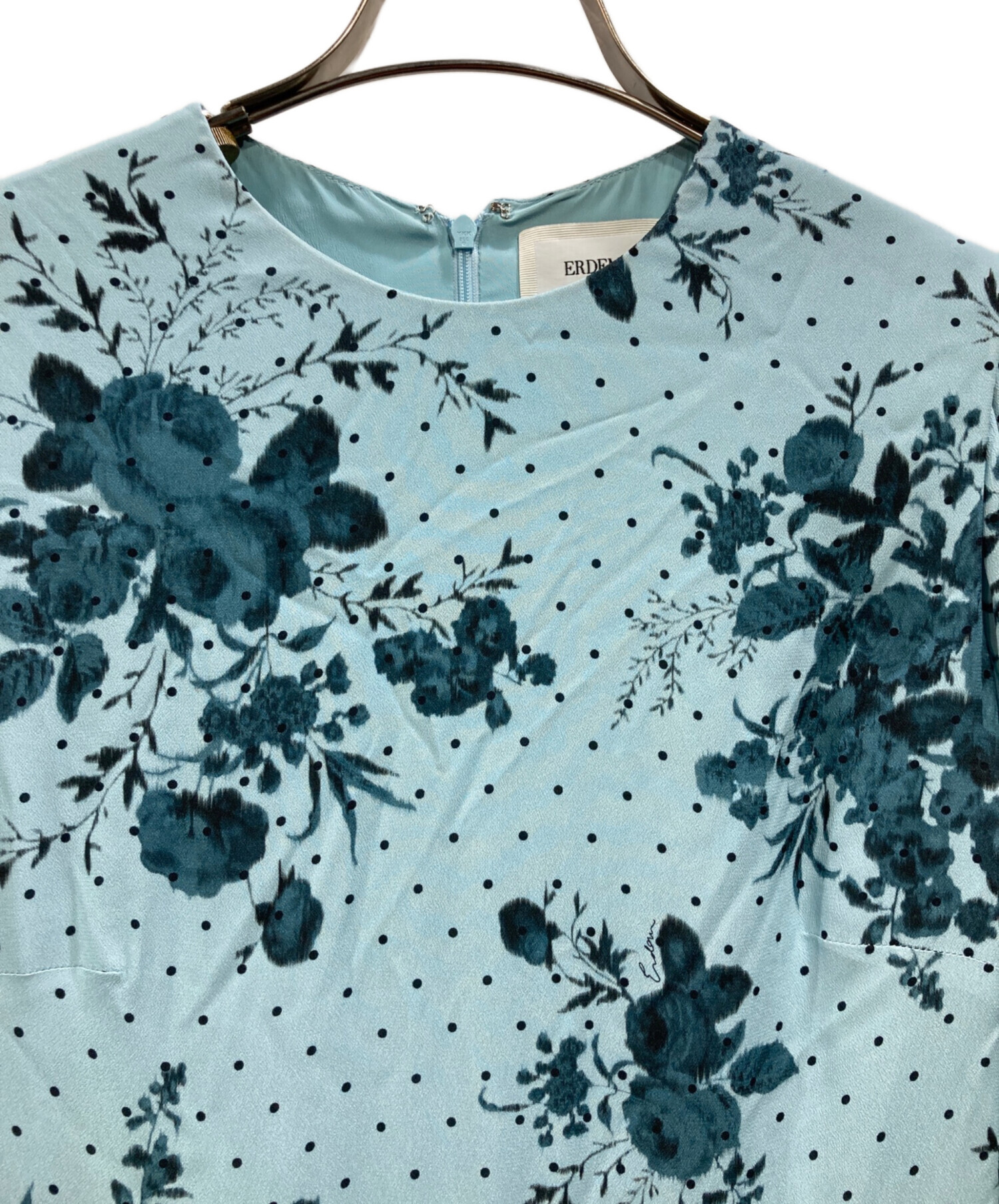 中古・古着通販】ERDEM (アーデム) フラワー ティアードドレス ブルー