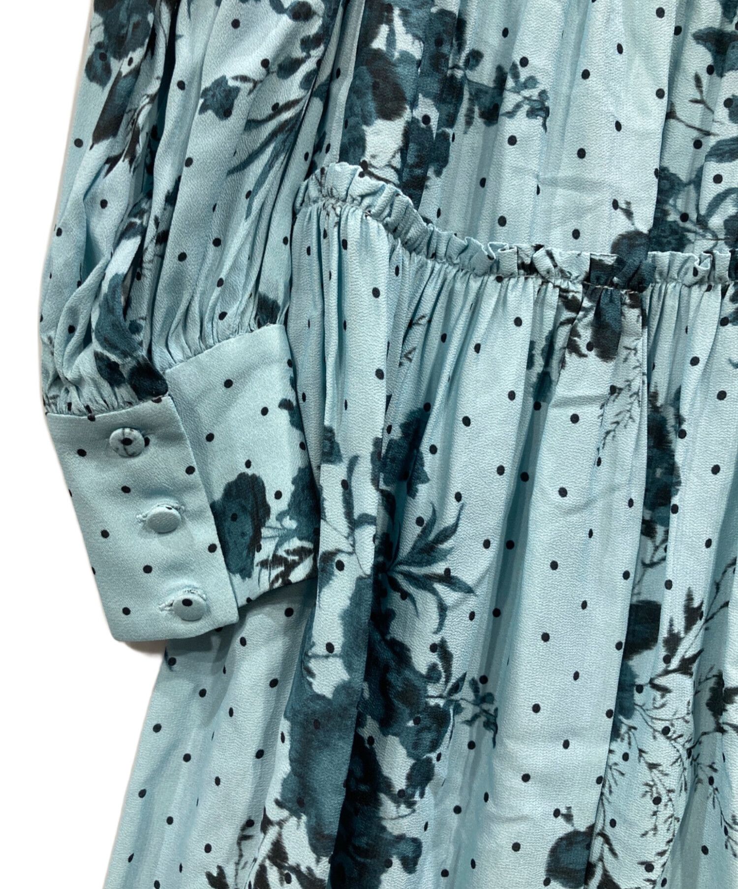 中古・古着通販】ERDEM (アーデム) フラワー ティアードドレス ブルー