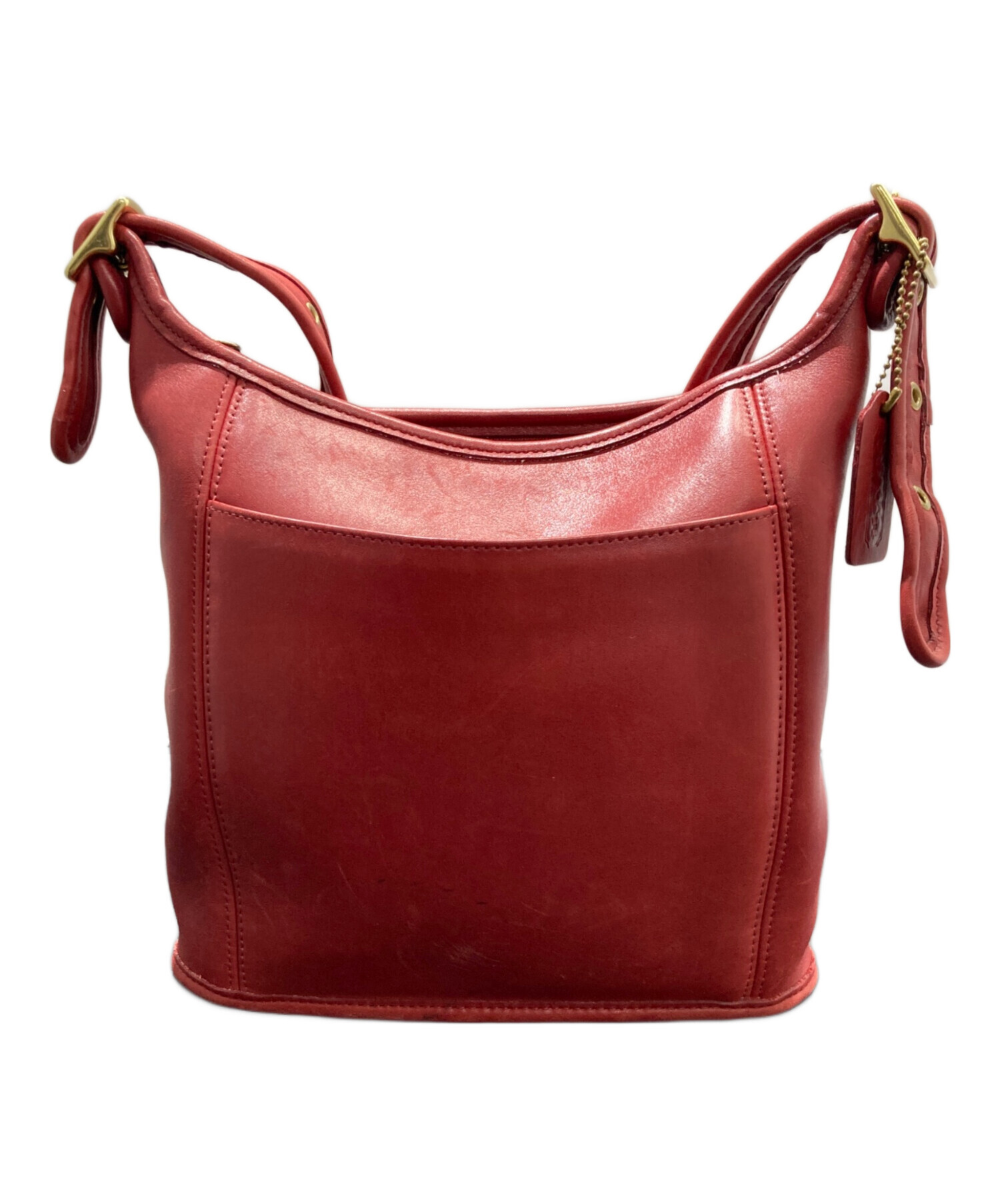 中古・古着通販】COACH (コーチ) レザーショルダーバッグ ワインレッド