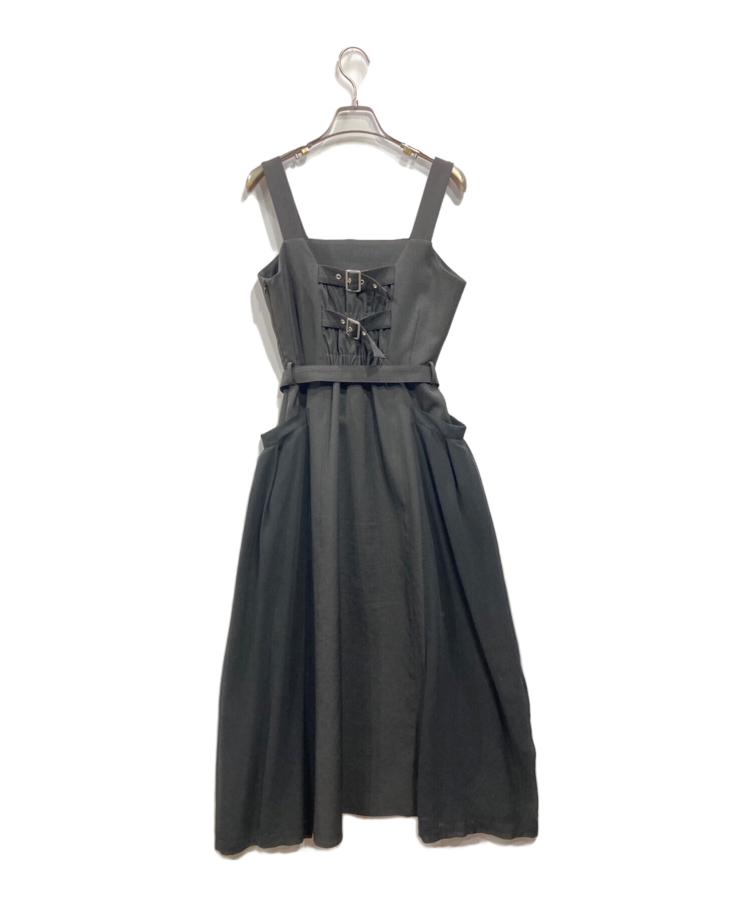 中古・古着通販】AMERI (アメリ) BIG POCKET STITCH DRESS ブラック 