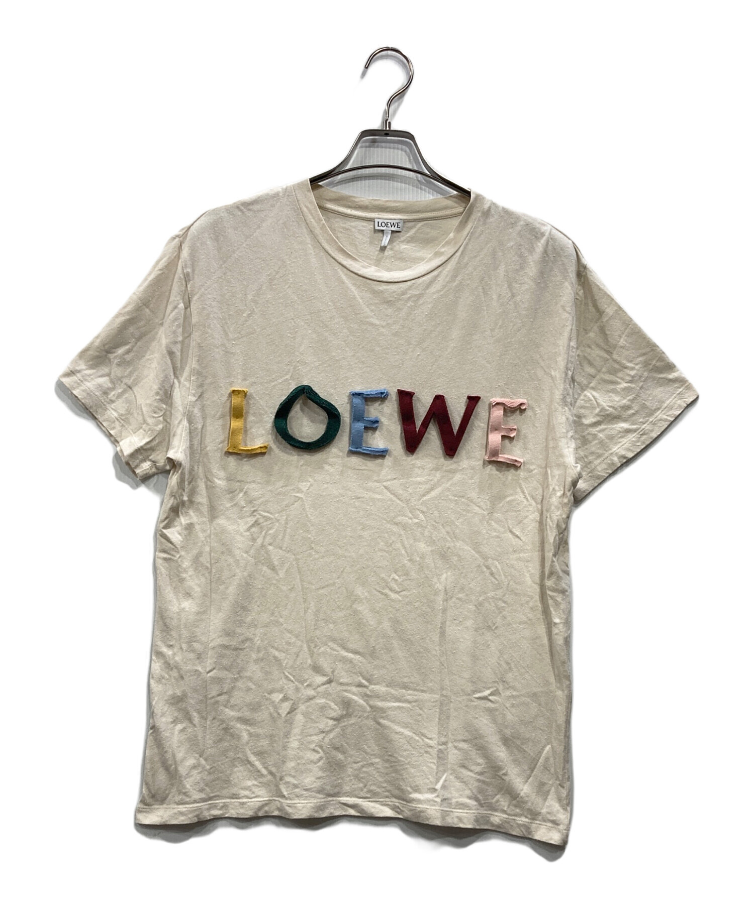 中古・古着通販】LOEWE (ロエベ) アップリケロゴTシャツ ベージュ