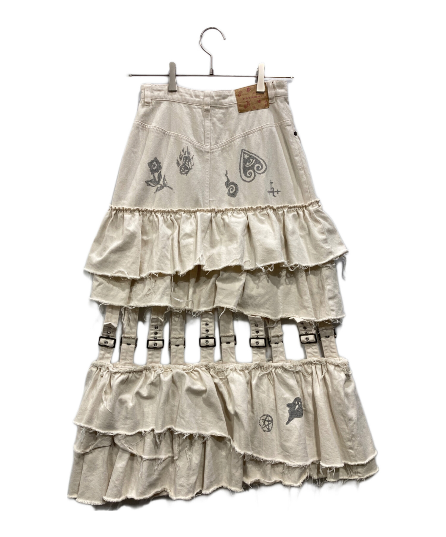 中古・古着通販】rurumu: (ルルムウ) TORN DENIM TIERED SK アイボリー