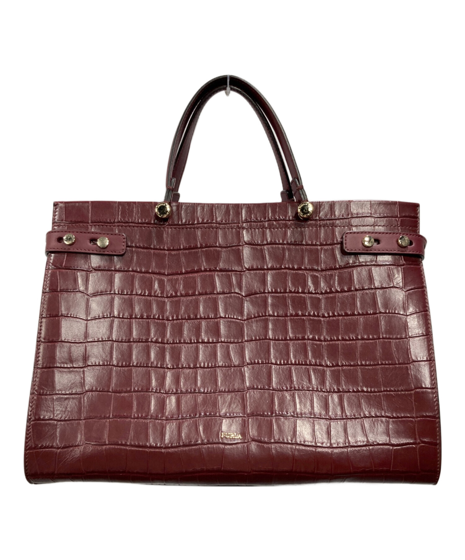 中古・古着通販】FURLA (フルラ) 型押しトートバッグ ボルドー 