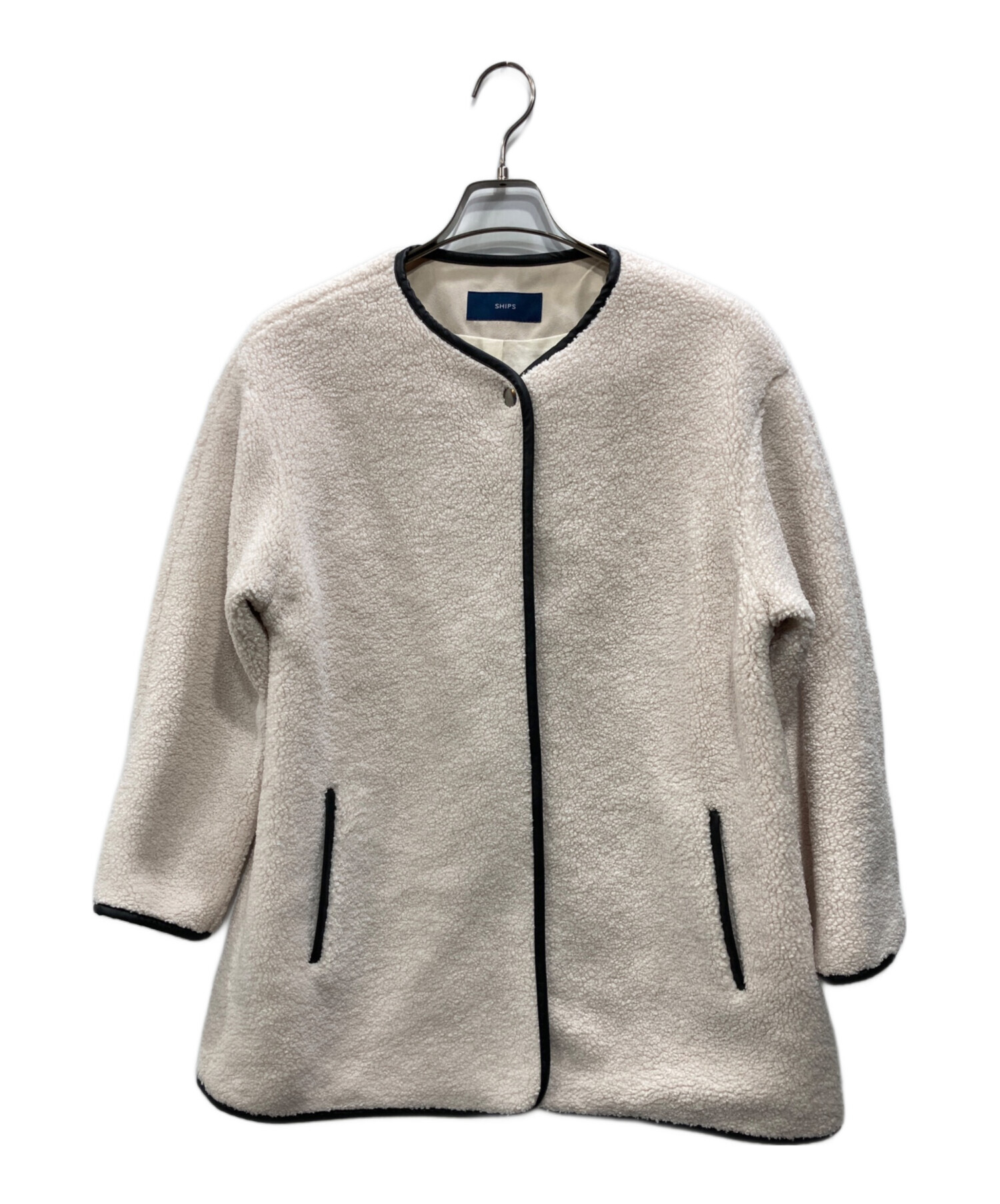 SHIPS シップス ボアコート ノーカラーコート ブラウンベージュ系 