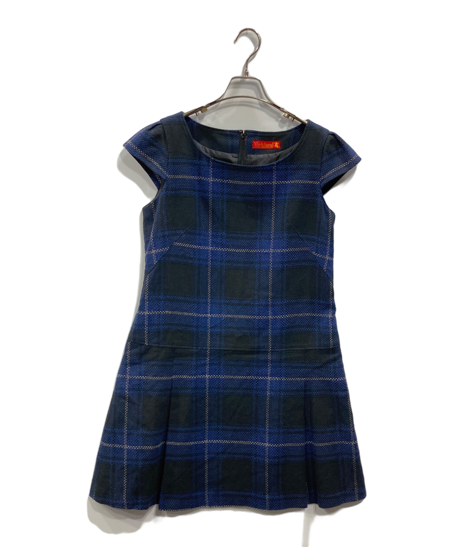 YORKLAND ワンピース チェック柄 ボタン ウール100% 11AR ヨークランド