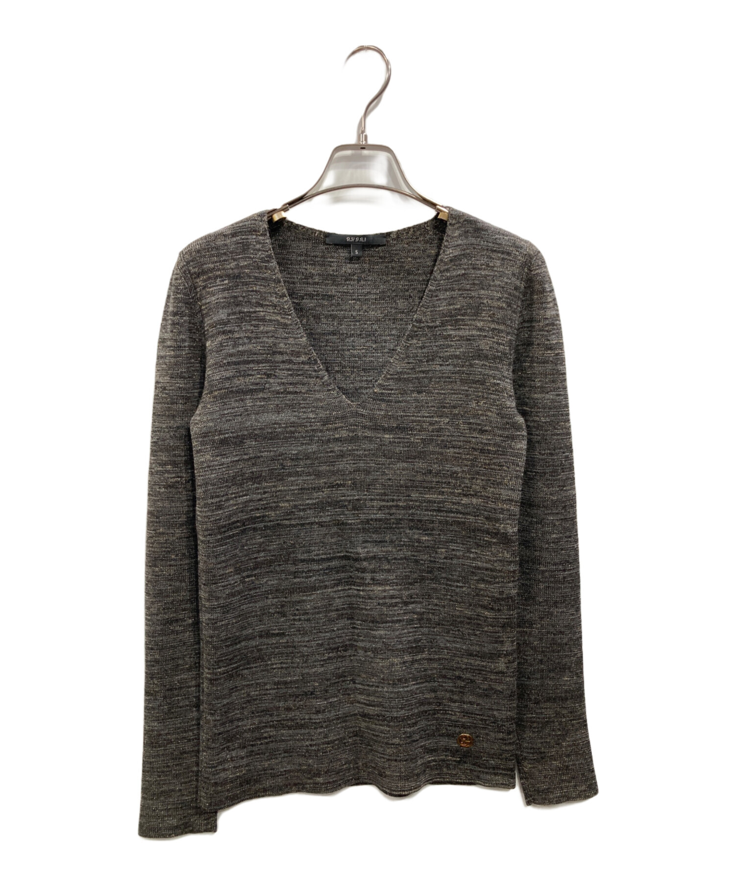 中古・古着通販】GUCCI (グッチ) Vネックニット グレー サイズ: S 