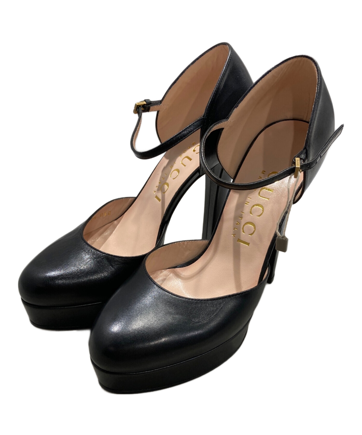 美品✨GUCCI グッチ シマ アンクルストラップ パンプス ミュール 本革 中古・古着通販】GUCCI (グッチ) アンクルストラップパンプス