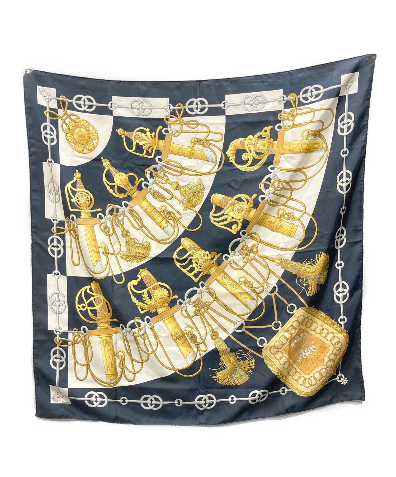 エルメス スカーフ ネイビー 中古・古着通販】HERMES (エルメス) スカーフ ネイビー｜ブランド