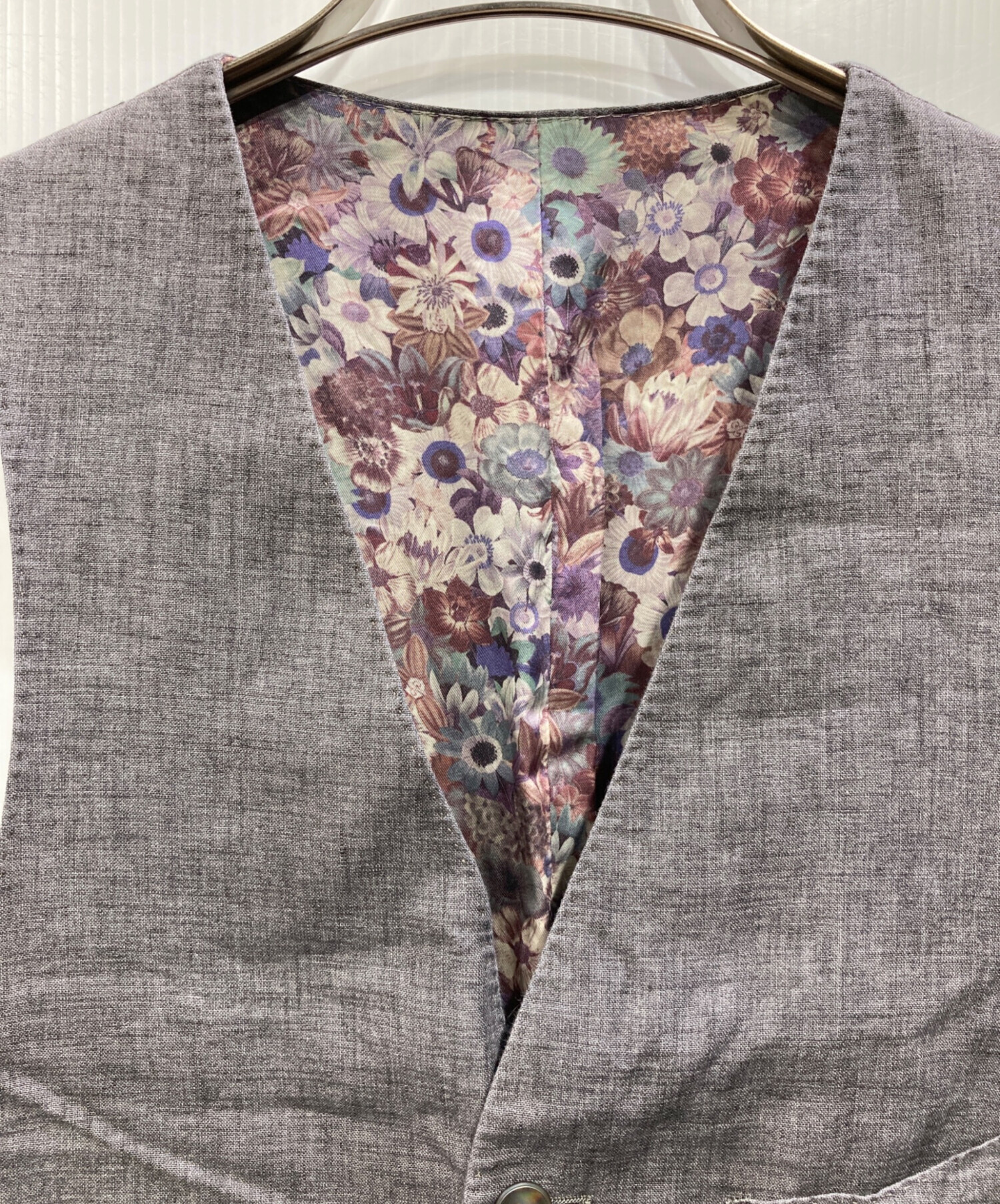 PAUL SMITH COLLECTION 花 刺繍 リネン ベスト ジレ M紺 PAUL SMITH COLLECTION 花 刺繍 リネン ベスト ジレ M紺 PAUL SMITH