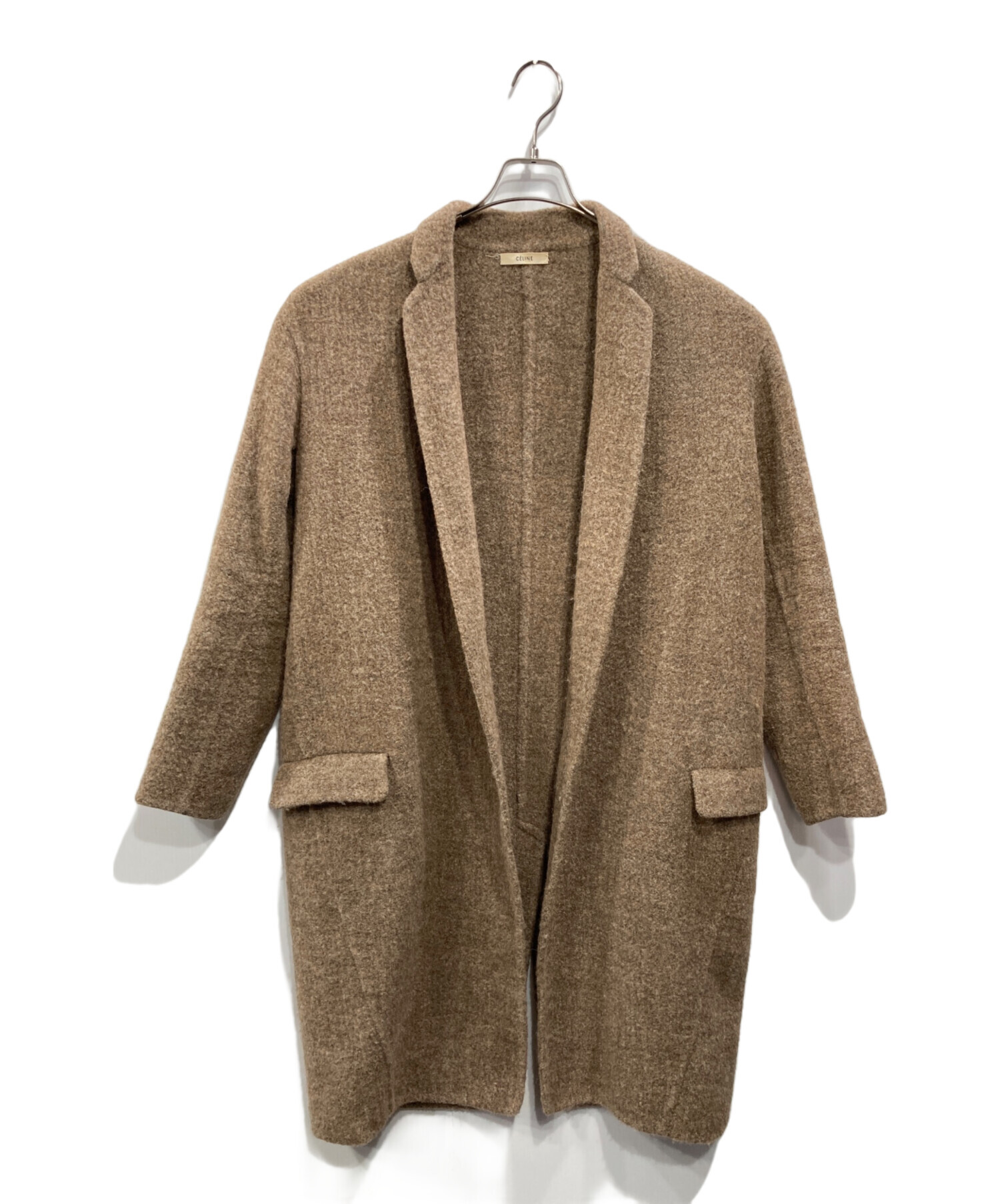 CELINE ブラウン ウール混合 チェスターコート 中古・古着通販】CELINE (セリーヌ) エッグクロンビーコート ブラウン