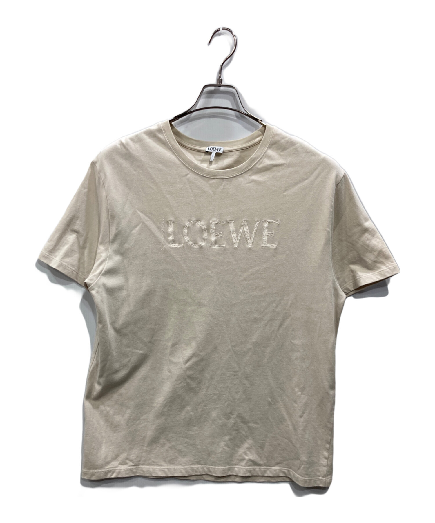 即完売 LOEWE ロエベ Tシャツ フットボールTシャツ Ｌ　vintage 中古・古着通販】LOEWE (ロエベ) ロゴ刺繍Tシャツ ベージュ サイズ:M