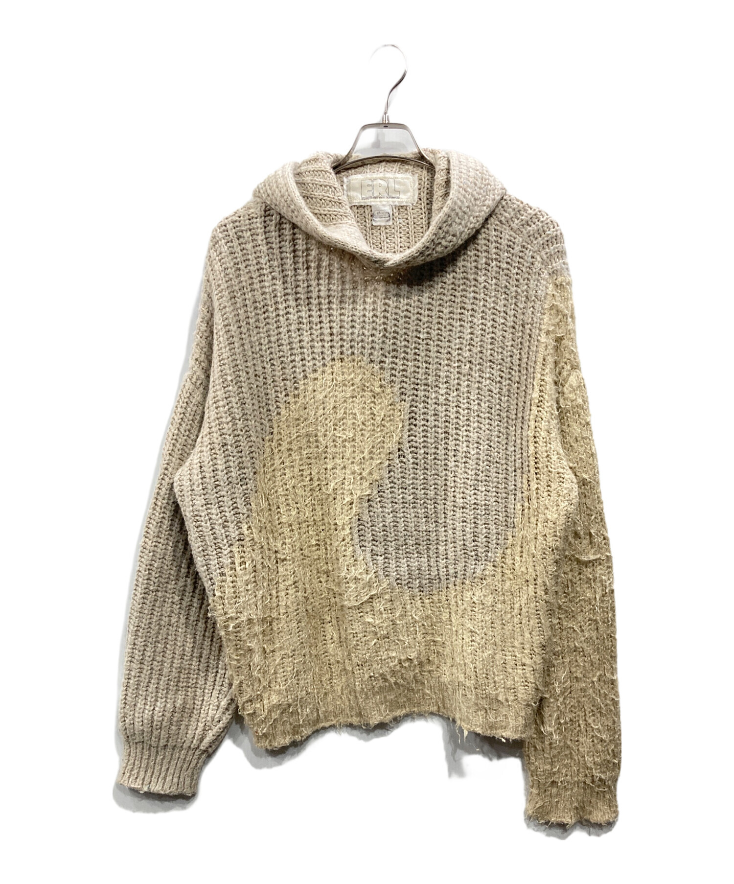 中古・古着通販】ERL (イーアールエル) ニットパーカー ベージュ