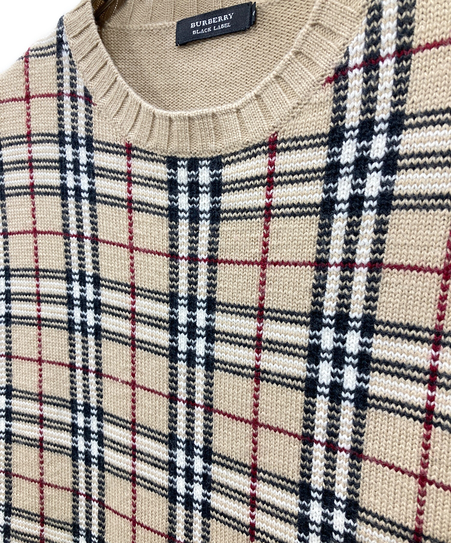 BURBERRY BLACK LABEL ベージュ チェックニット BURBERRY BLACK LABEL ベージュ チェックニット バーバリーブラック