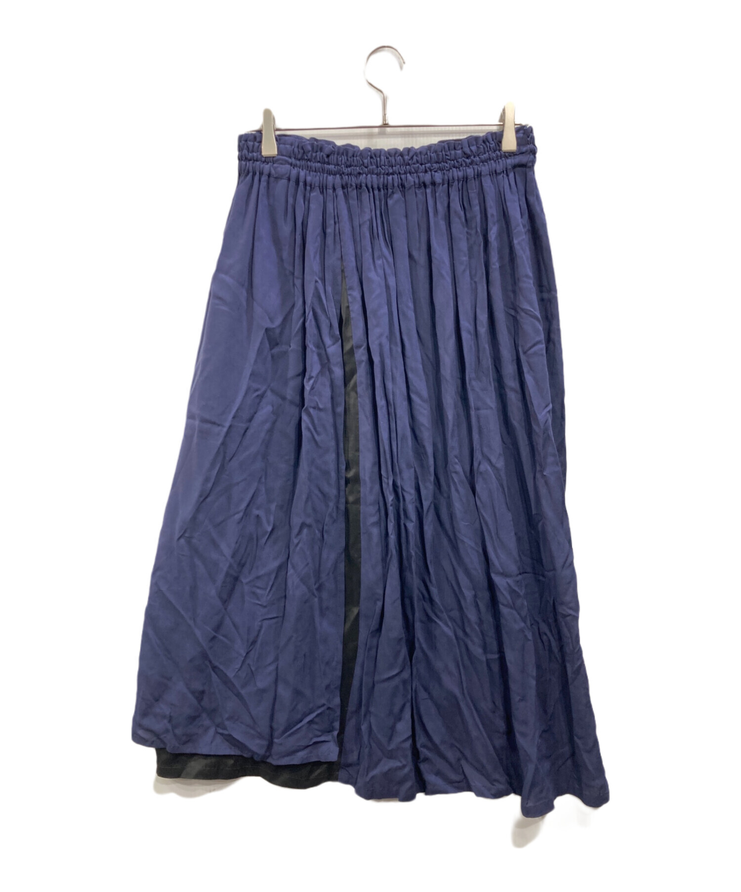 中古・古着通販】Y's (ワイズ) レーヨンギャザースカート ネイビー