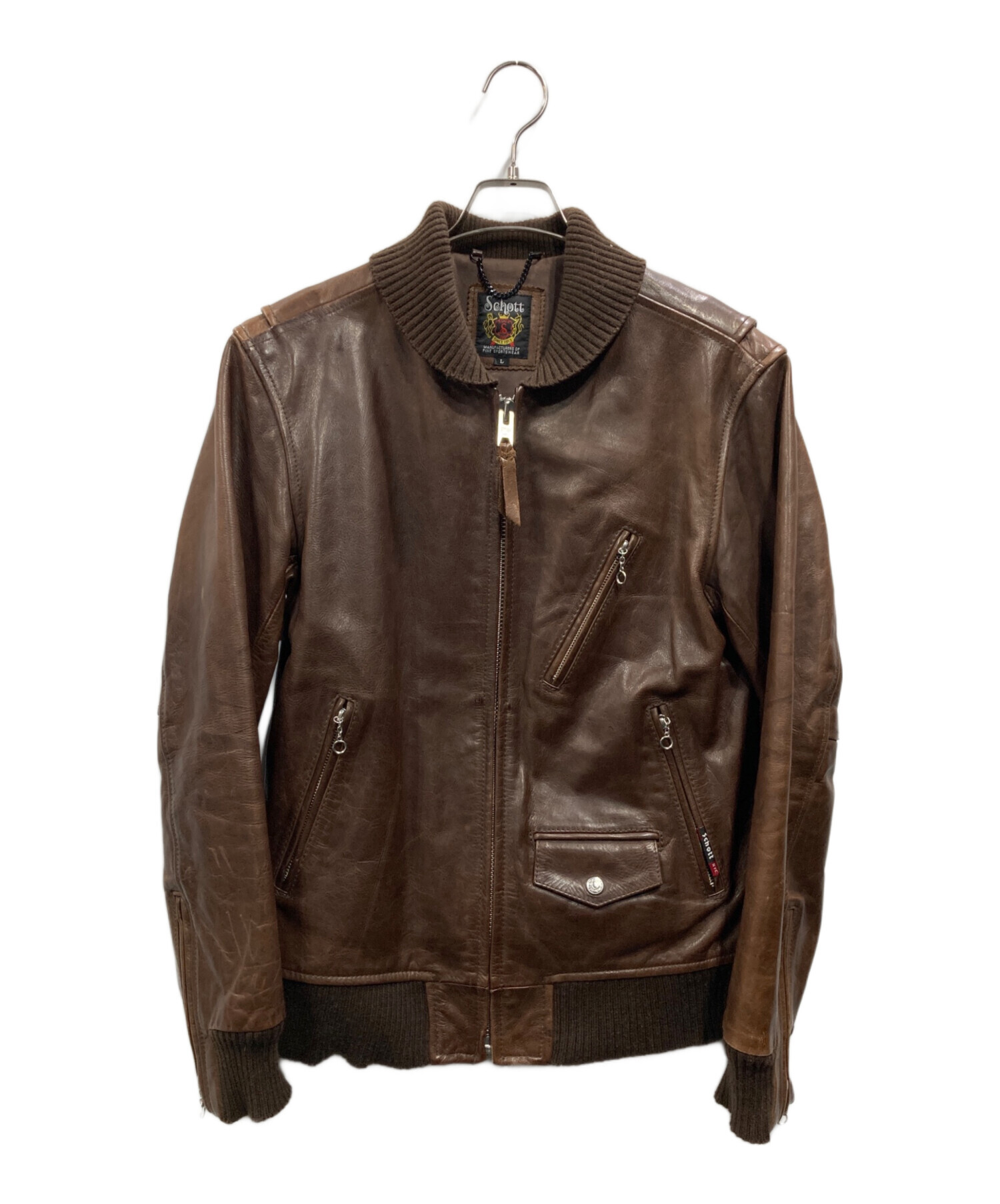 Schott ショット ブルゾン（その他） メンズ 【古着】【中古】 中古・古着通販】Schott (ショット) レザーブルゾン ブラウン サイズ:L