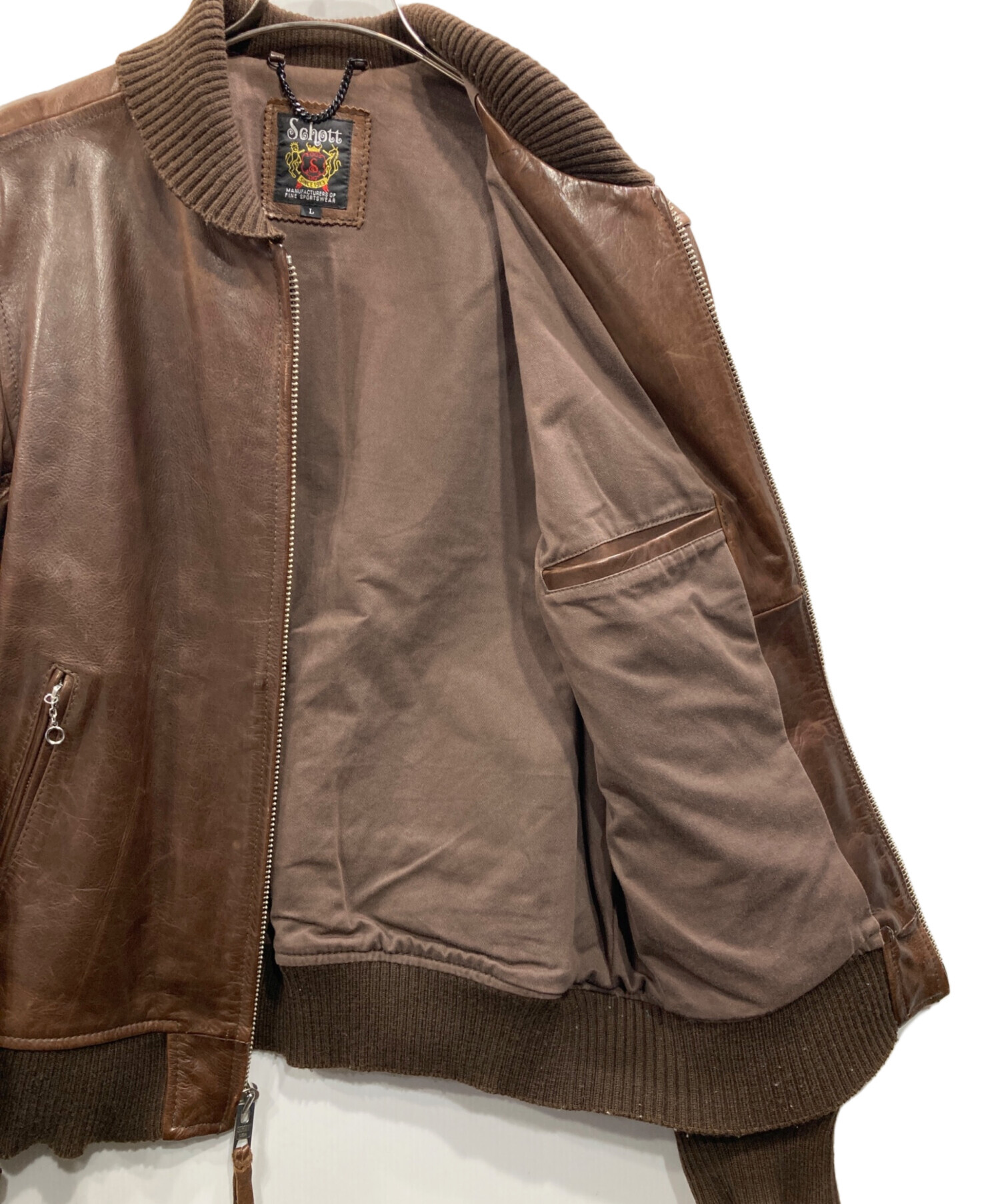 中古・古着通販】Schott (ショット) レザーブルゾン ブラウン サイズ:L