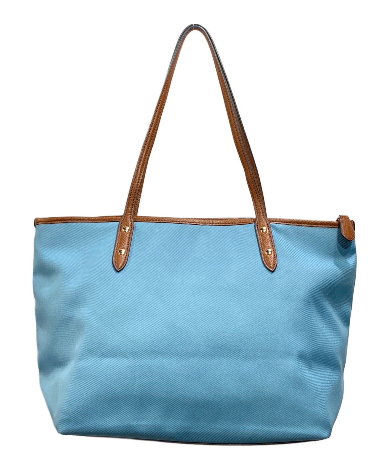 中古・古着通販】COACH (コーチ) キャンバストートバッグ スカイブルー 