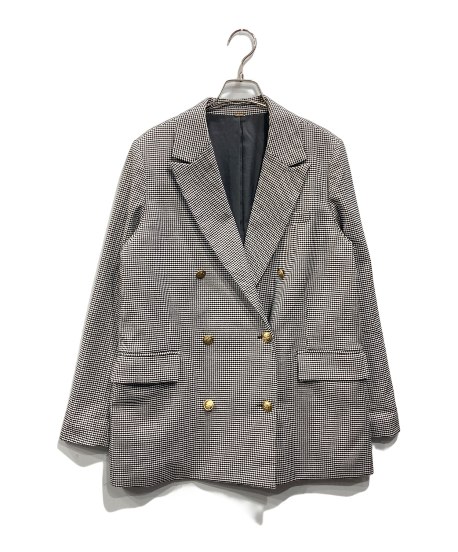 新品　未使用　Mila Owen 金釦2サイズチェックダブルブレザージャケットM Mila Owen（ミラオーウェン）の「金釦2サイズチェックダブルブレザー