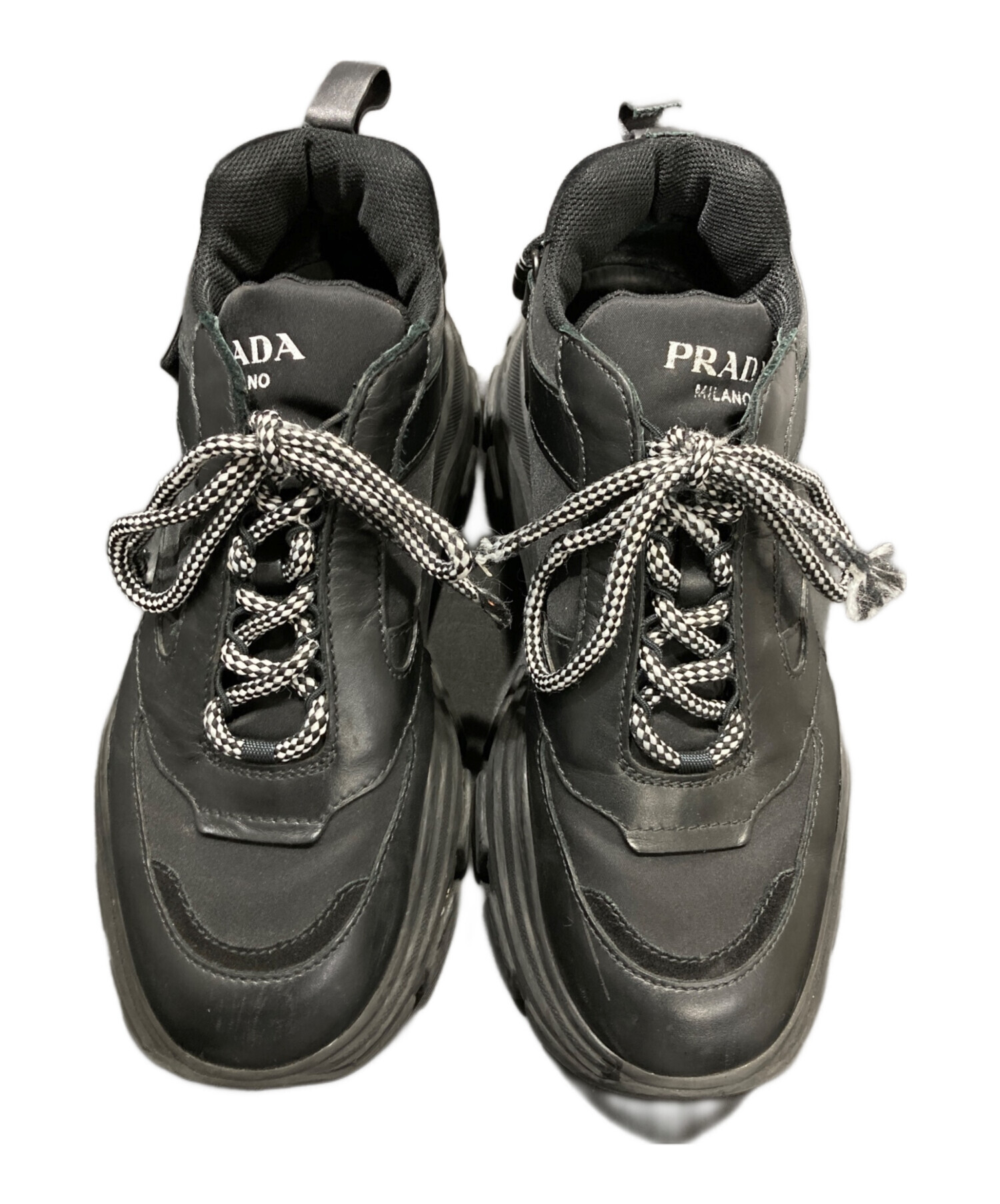 中古・古着通販】PRADA (プラダ) ペガサス レザースニーカー ブラック