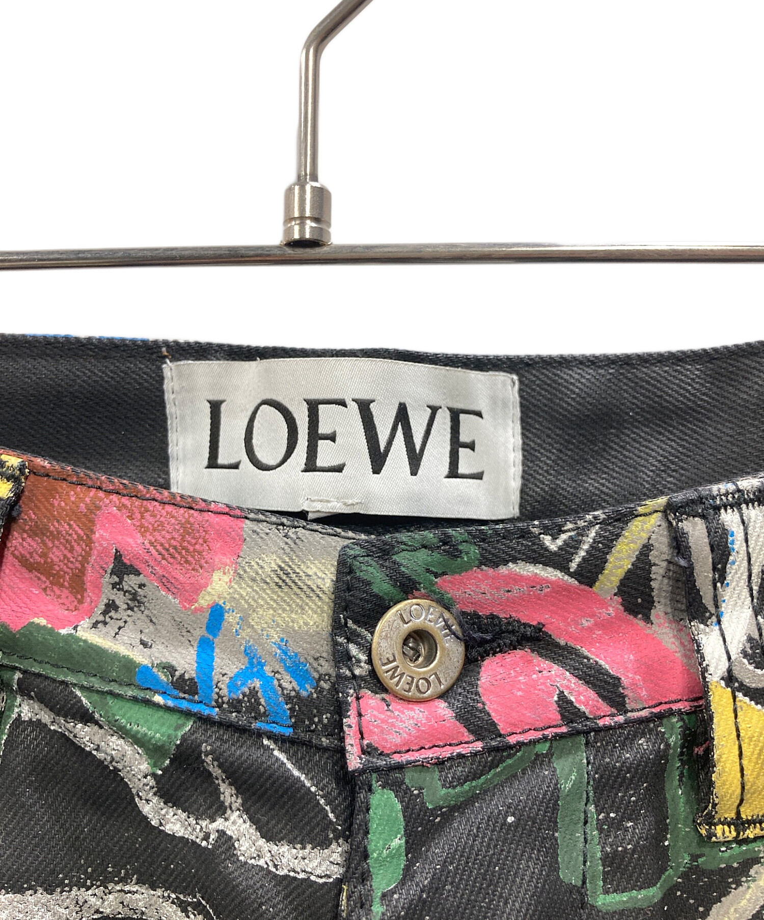 中古・古着通販】LOEWE (ロエベ) グラフィックペイントパンツ ブラック