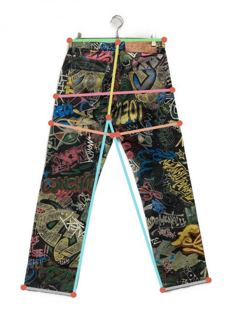 中古・古着通販】LOEWE (ロエベ) グラフィックペイントパンツ ブラック