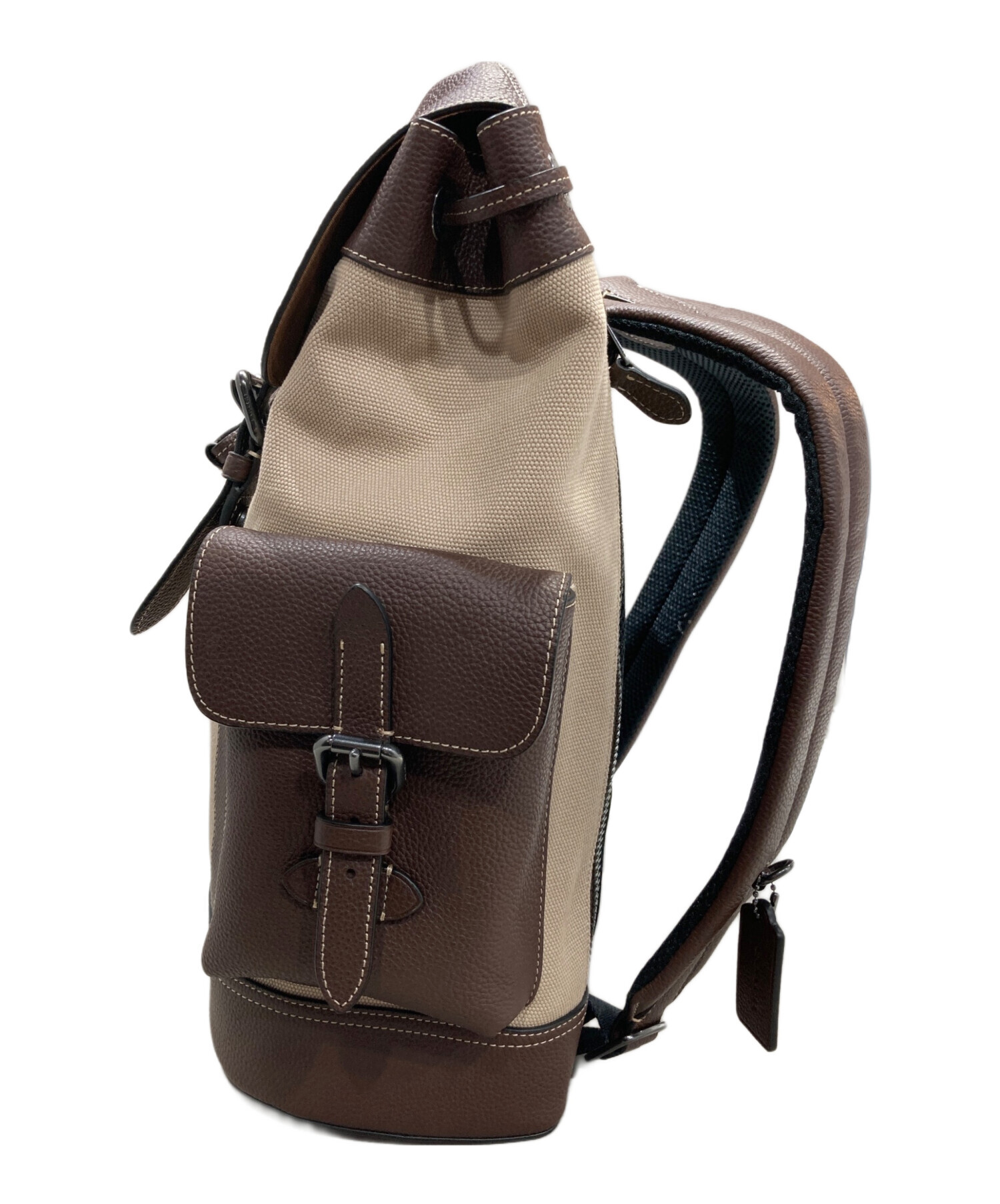 中古COACH Hudson Backpackレザー ブラック マット リュック 中古・古着通販】COACH (コーチ) Hudson Backpack ブラウン×ベージュ
