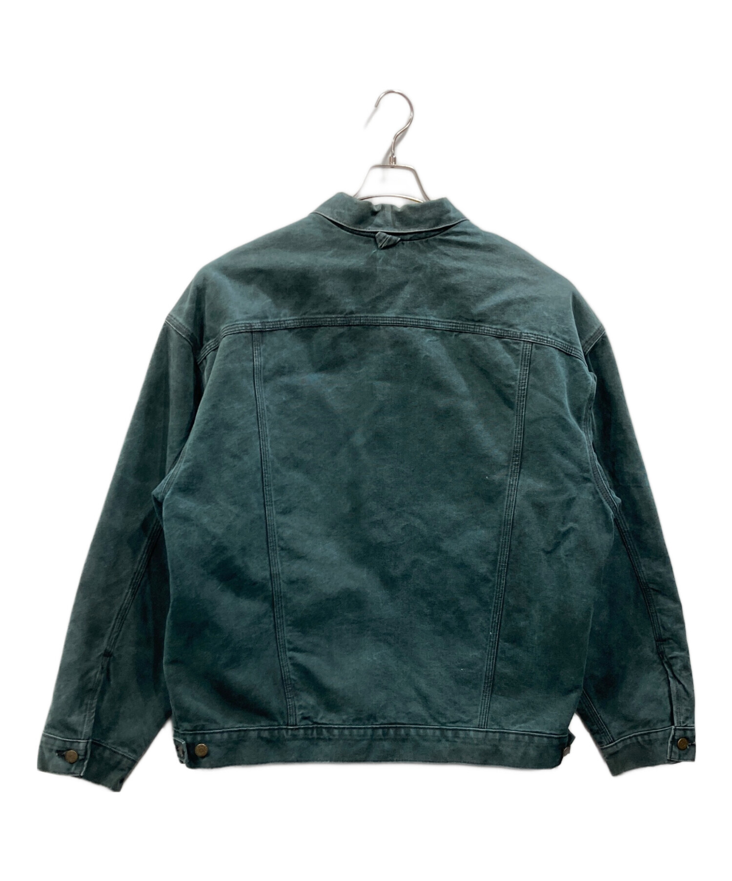 カーハート　ダックジャケット　バーンコート　モスグリーン　ブランケット　裏ネル 古着 90s Carhartt 裏地 チェック ブランケット MOS モスグリーン