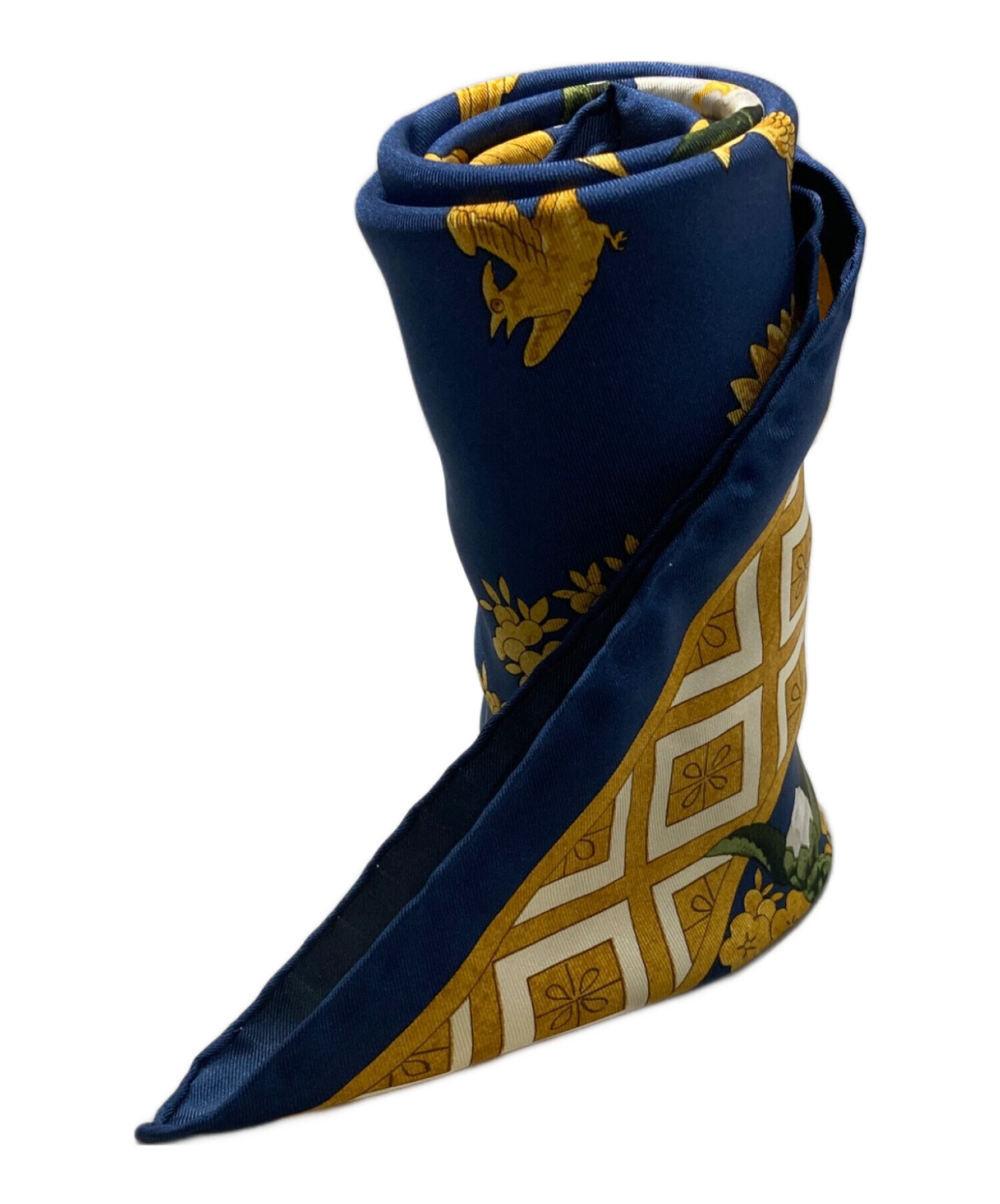 中古・古着通販】GUCCI (グッチ) シルクスカーフ ネイビー｜ブランド