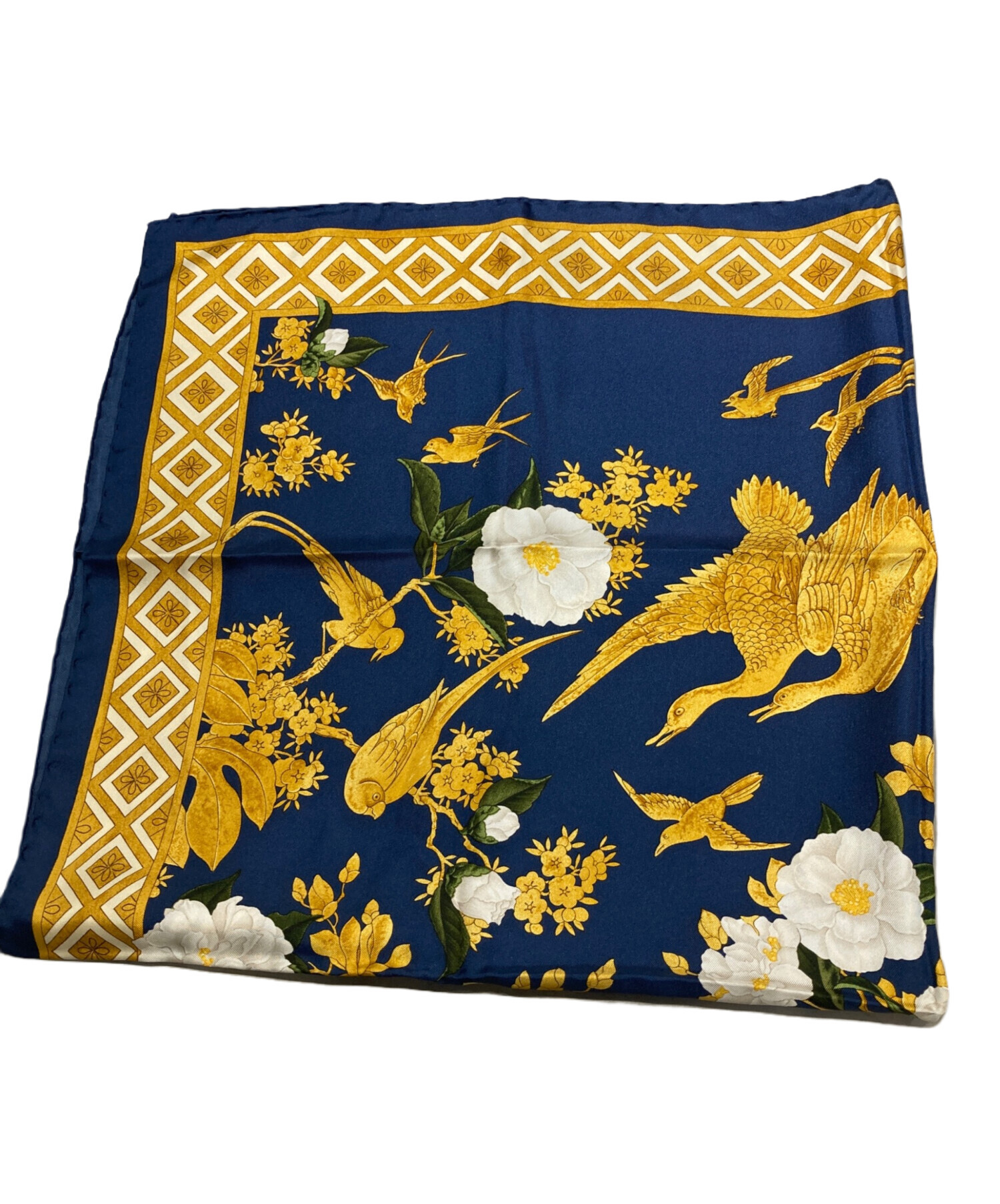 中古・古着通販】GUCCI (グッチ) シルクスカーフ ネイビー｜ブランド