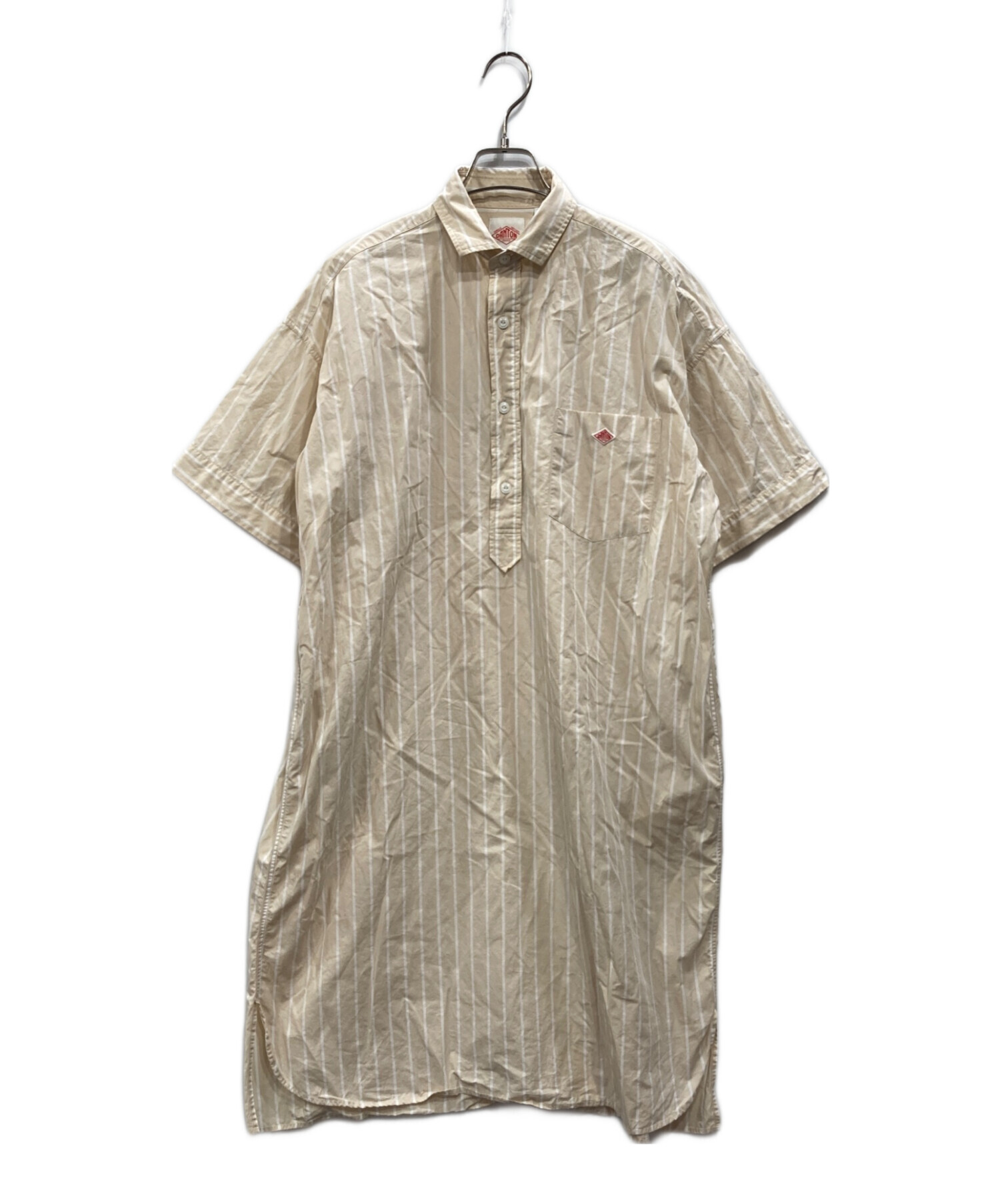 美品*ダントン ストライプ柄シャツワンピース ベージュ系 中古・古着通販】DANTON (ダントン) ストライプシャツワンピース