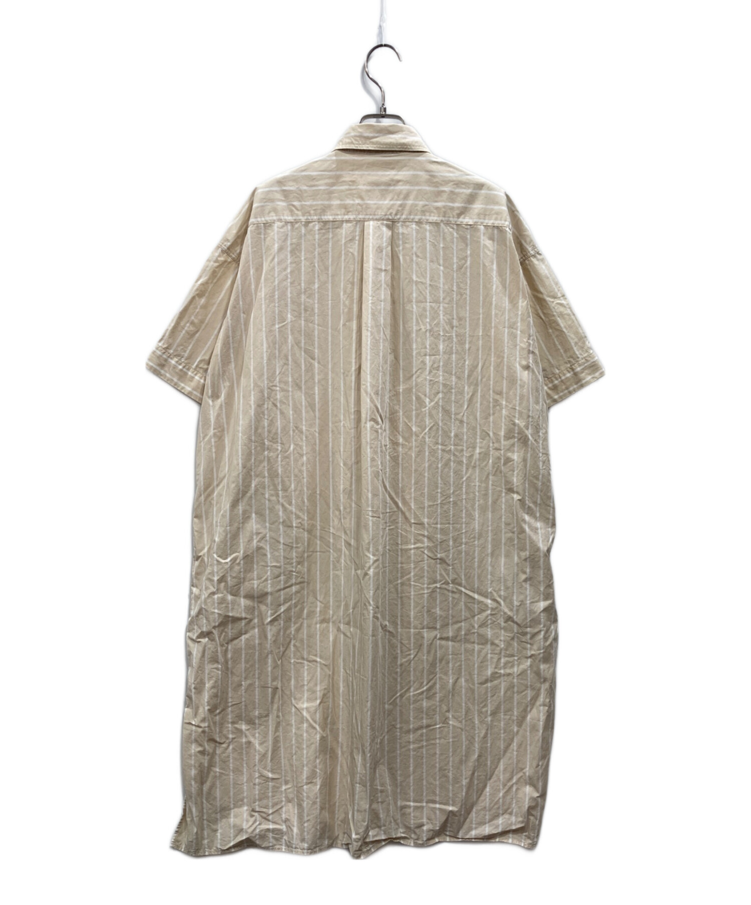 美品*ダントン ストライプ柄シャツワンピース ベージュ系 中古・古着通販】DANTON (ダントン) ストライプシャツワンピース