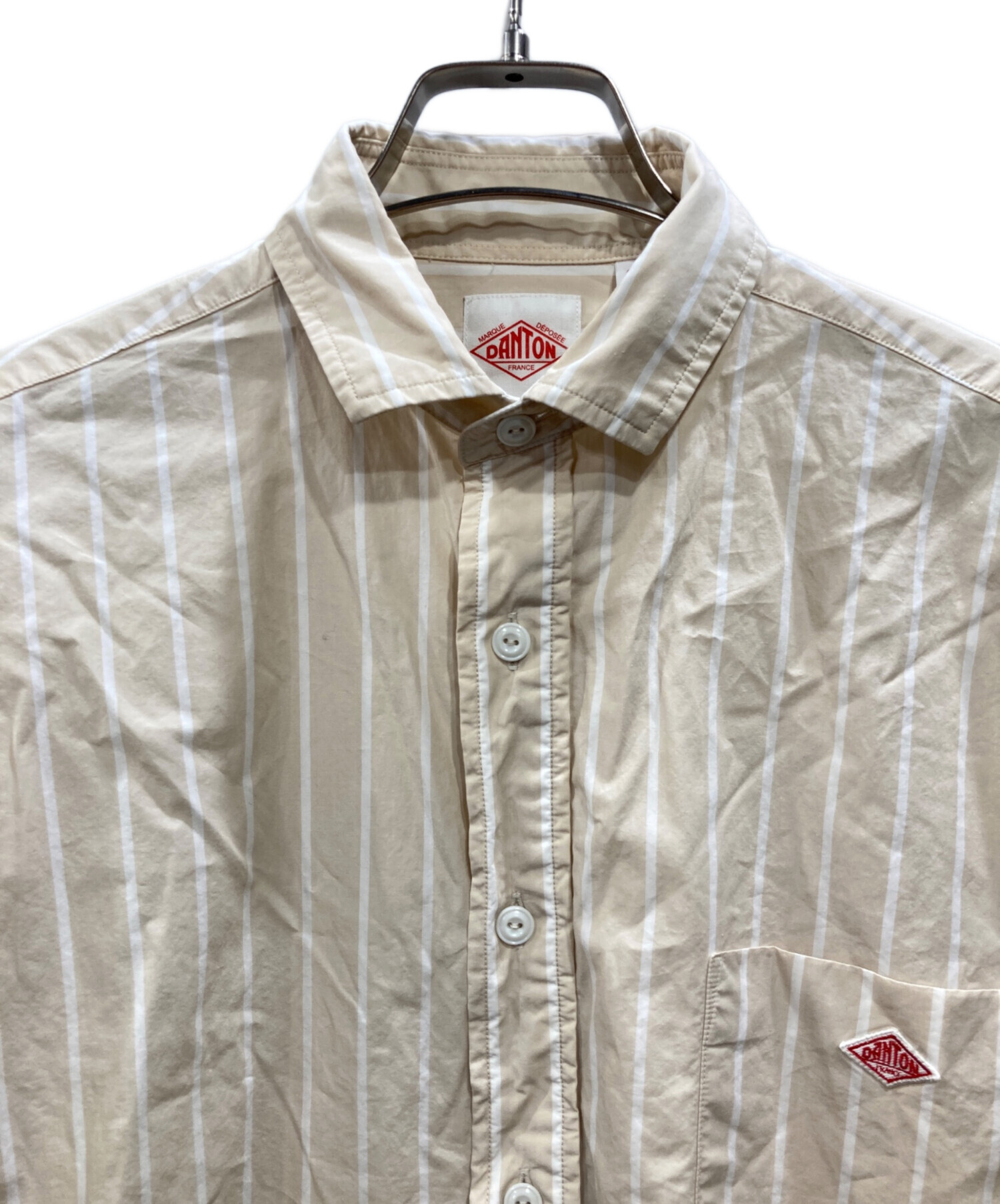 美品*ダントン ストライプ柄シャツワンピース ベージュ系 中古・古着通販】DANTON (ダントン) ストライプシャツワンピース
