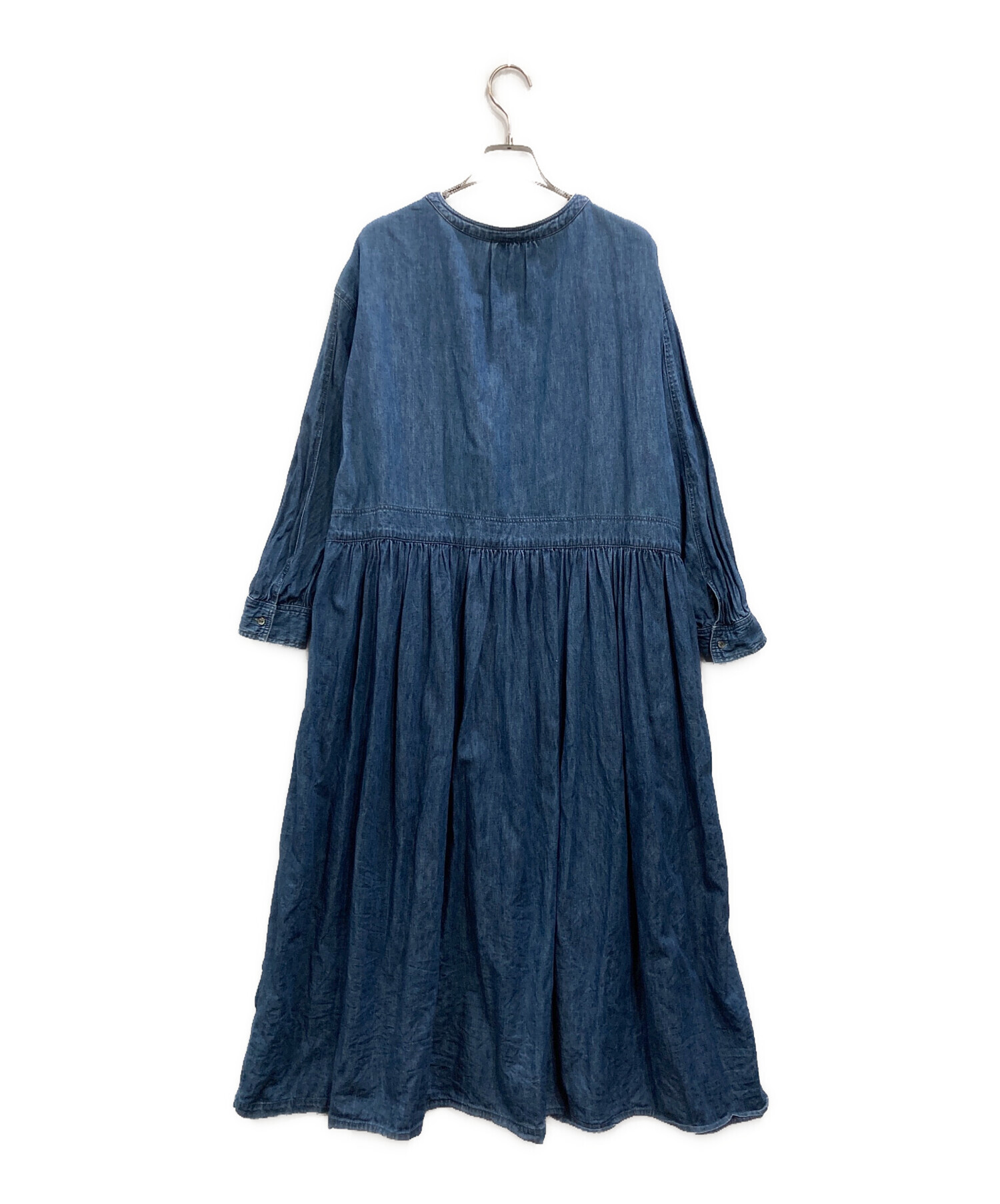 【美品】ネストローブ/nest Robe デニム シャツ　バンドカラー　ブラウス 中古・古着通販】nest Robe (ネストローブ) デニムシャツワンピース