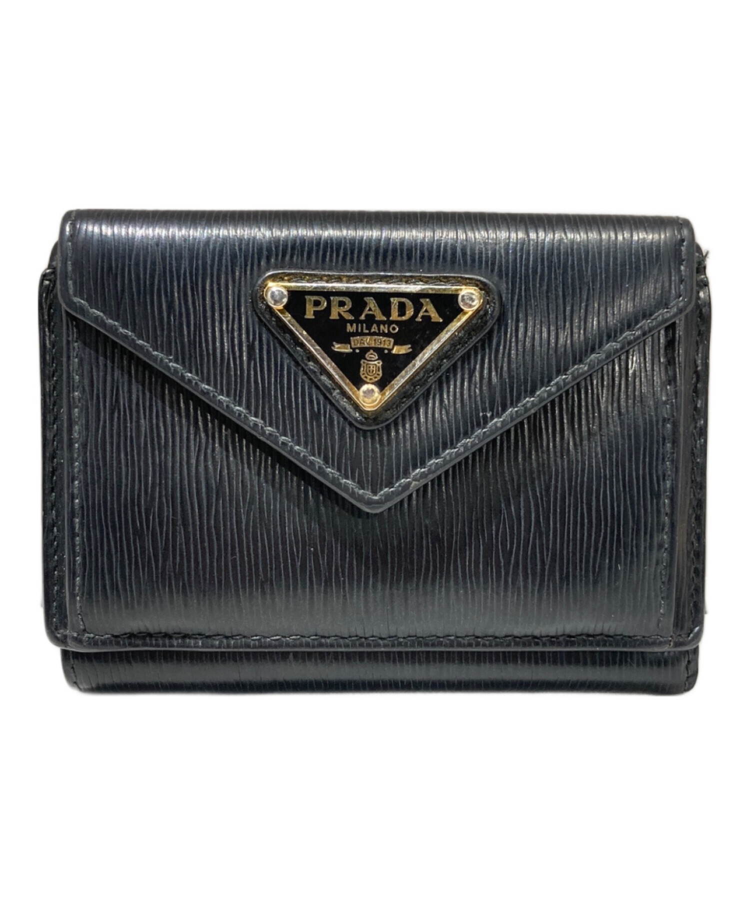 中古・古着通販】PRADA (プラダ) 3つ折り財布 ブラック｜ブランド