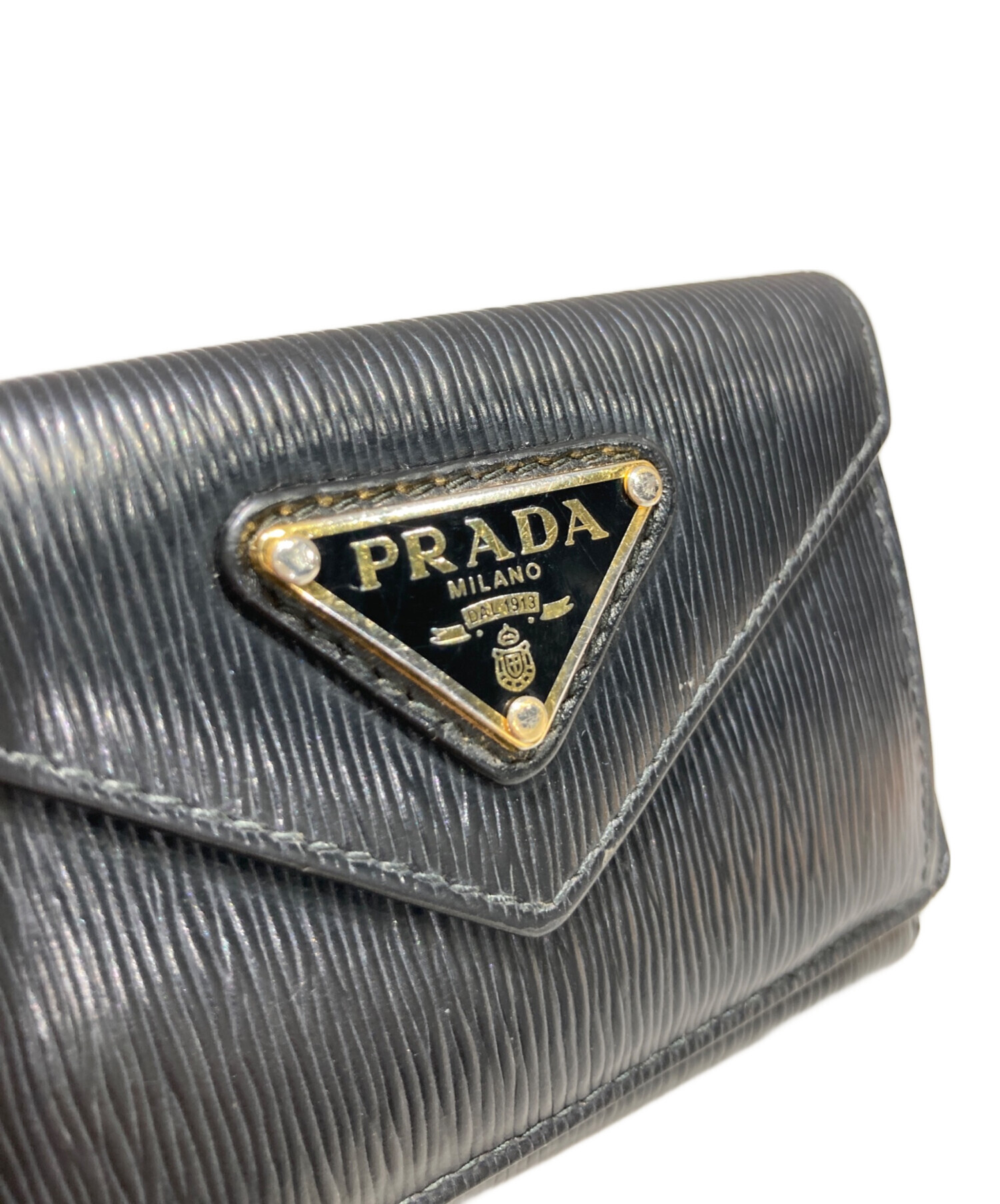 中古・古着通販】PRADA (プラダ) 3つ折り財布 ブラック｜ブランド