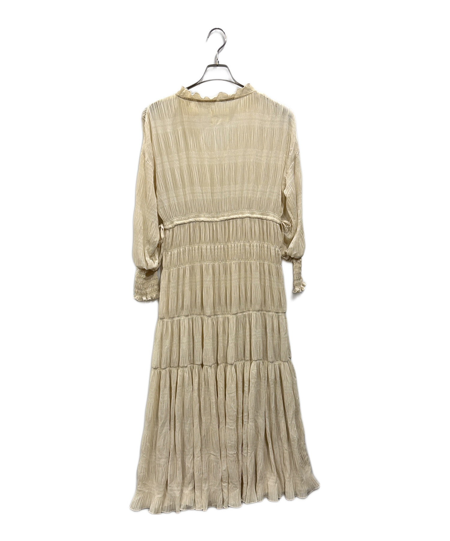 中古・古着通販】Ameri (アメリ) SHIRRING PLEATS DRESS アイボリー 