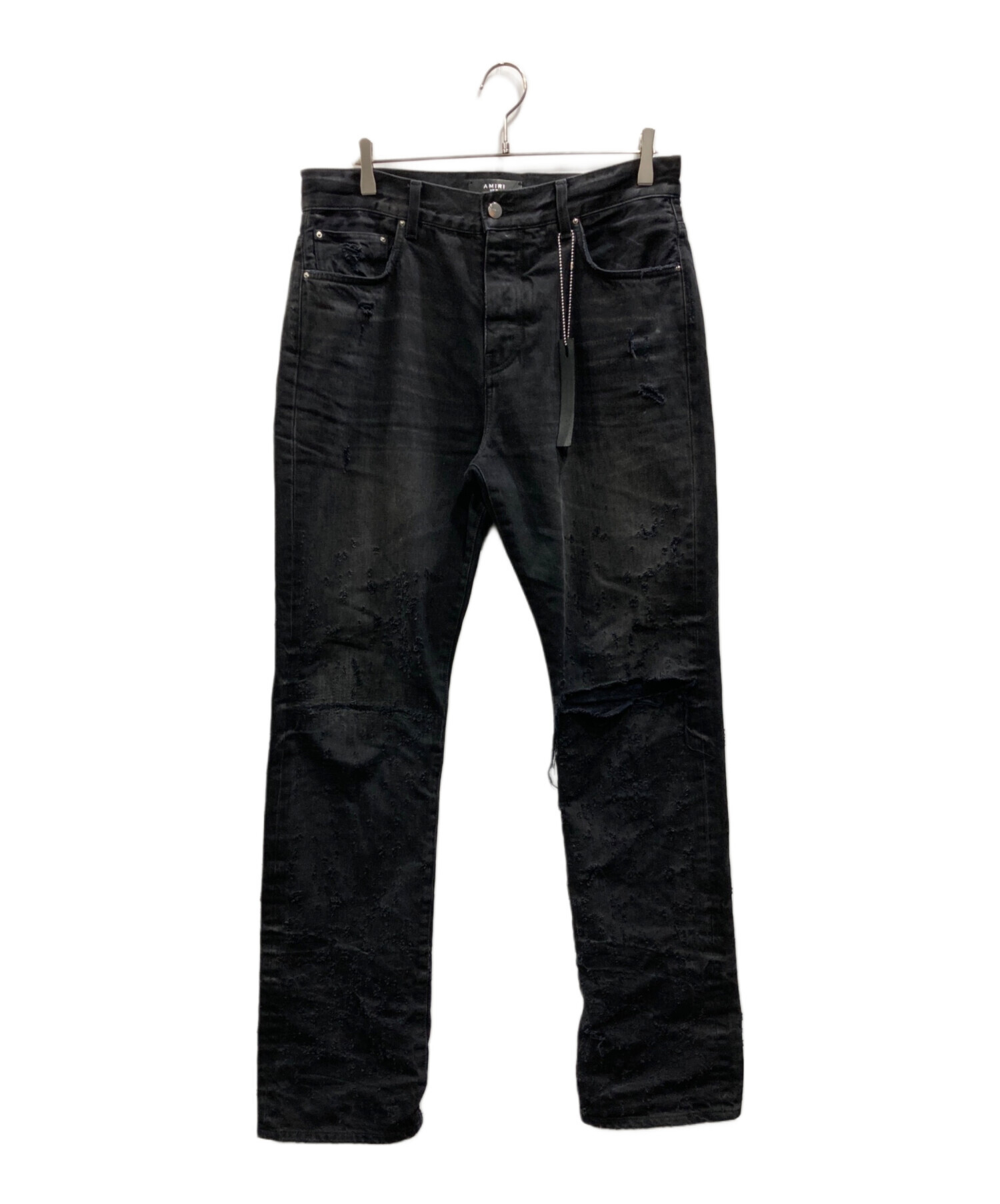 【美品】AMIRI ショットガンクラッシュ ダメージ ジーンズ ブラック 29 AMIRI(アミリ) ダメージ加工デニムパンツ ブラック サイズ 29｜【公式